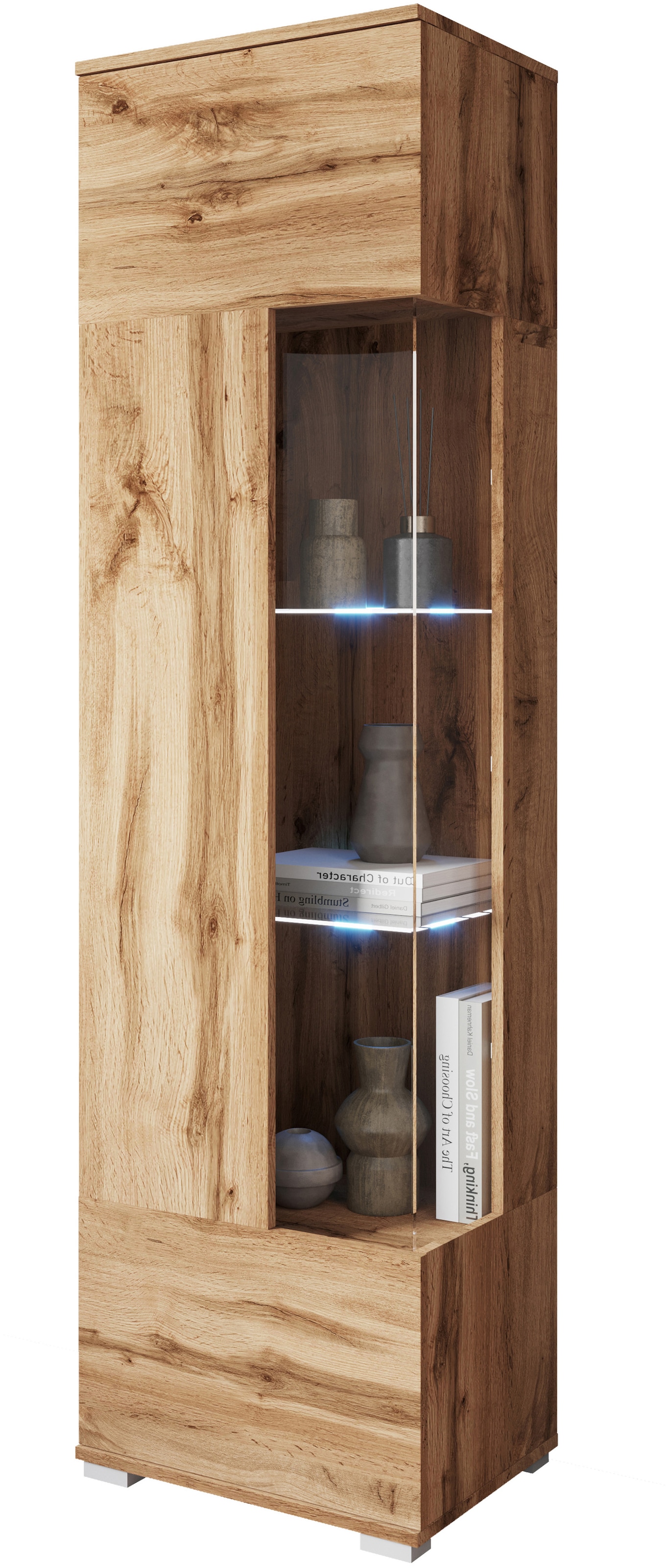 GOODproduct Vitrine »Kenia, stehend und hängend, Türanschlag wechselbar« 1 Stk. tlg. Vitrineschrank mit Glastüren 160 cm Höhe