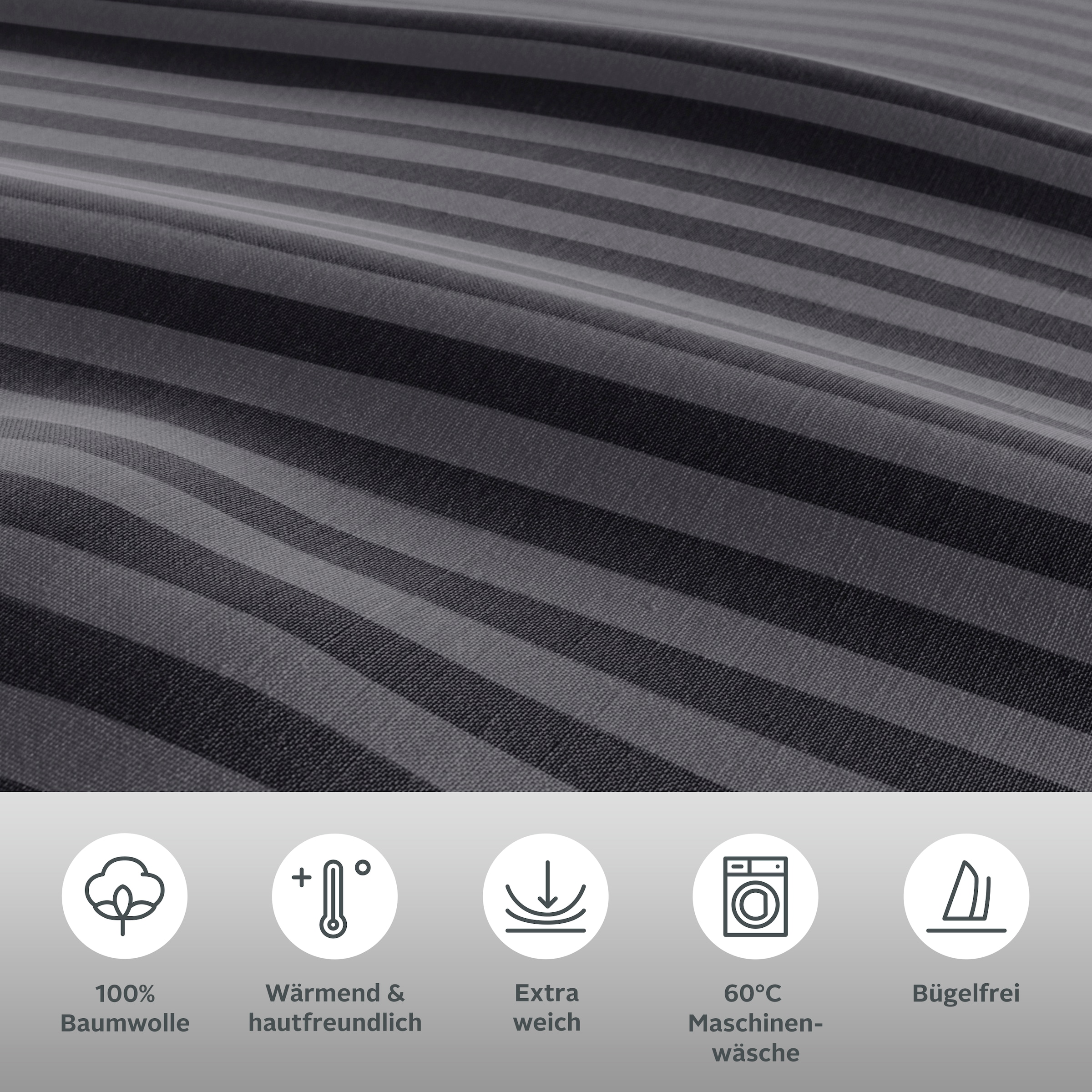 Bruno Banani Linge de lit »Jassen« 2 cuis moderne Bettwäsche aus Baumwolle, Bettwäsche mit Streifen-Design