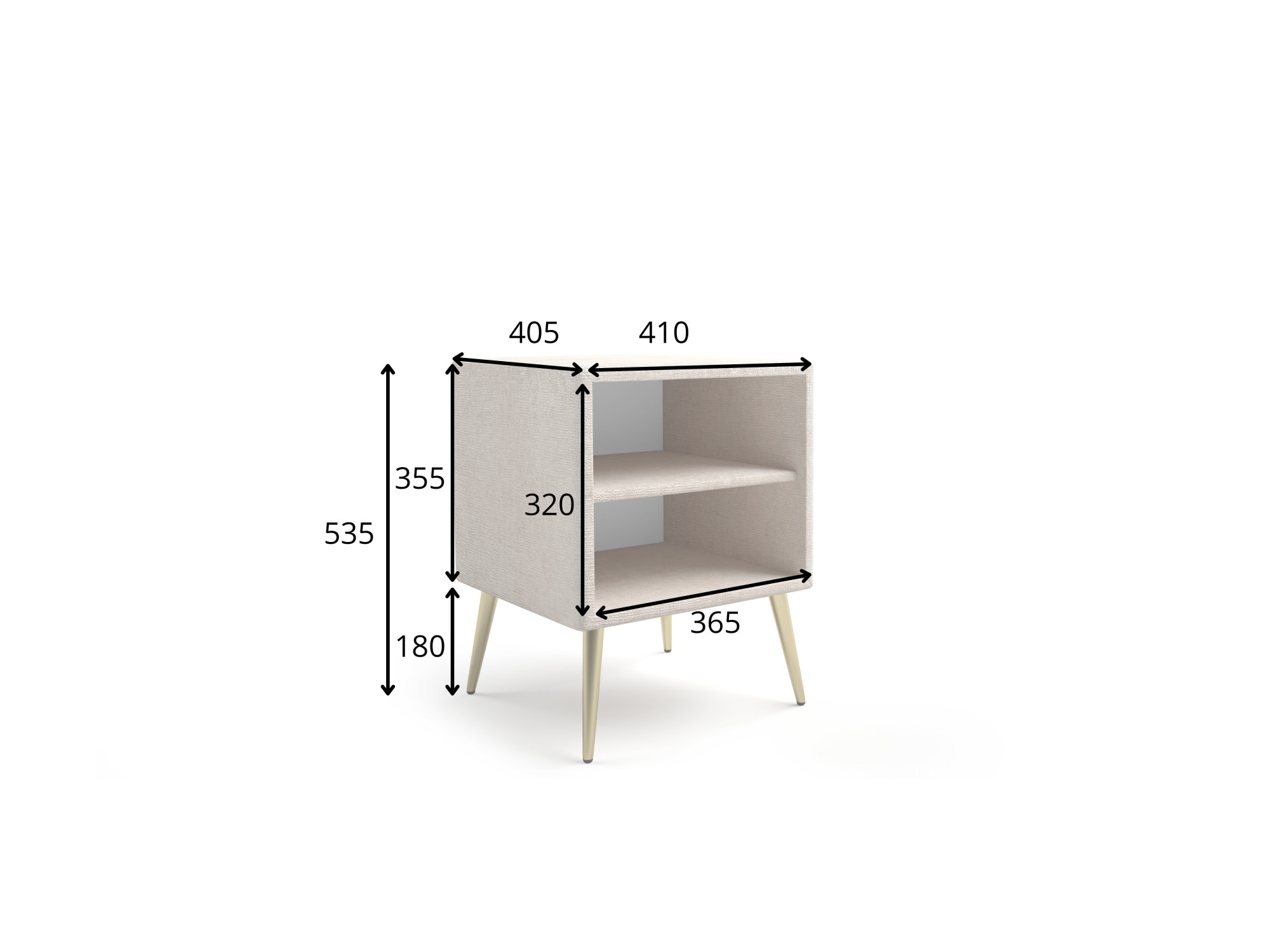 Home affaire Nachtschrank »MOIVRE Polster-Nachtkommode wahlweise mit 2 Schubladen oder Fächer« Nako auf goldenen Beinen, Masse B/T/H: 41/40,5/53,5cm, passend zum Bett