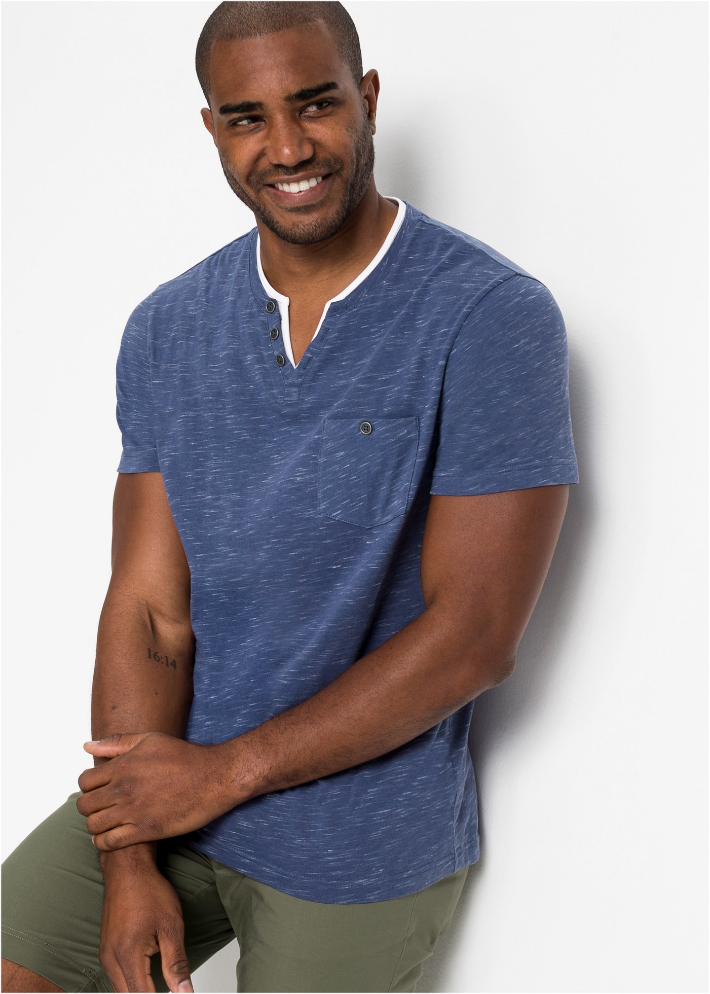 bonprix T-shirt 2 en 1 »2 in 1 Shirt, Kurzarm« Regular Fit, mit Brusttasche, aus Baumwolle und Polyester