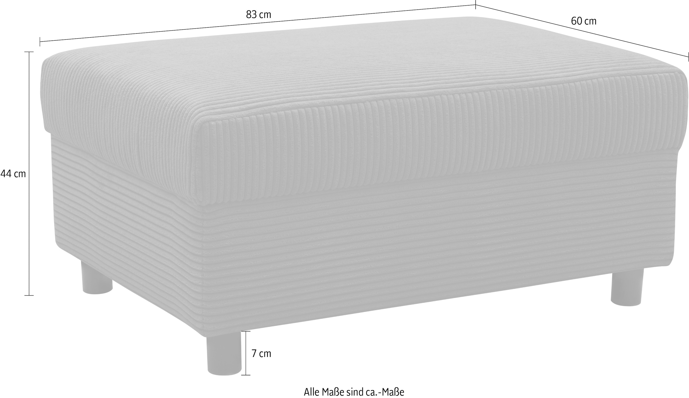 DOMO collection Polsterhocker »Turah 2 in Cord oder Luxus-Microfaser« moderner Polsterhocker, passend zum Ecksofa, B/T/H: 83/60/44 cm