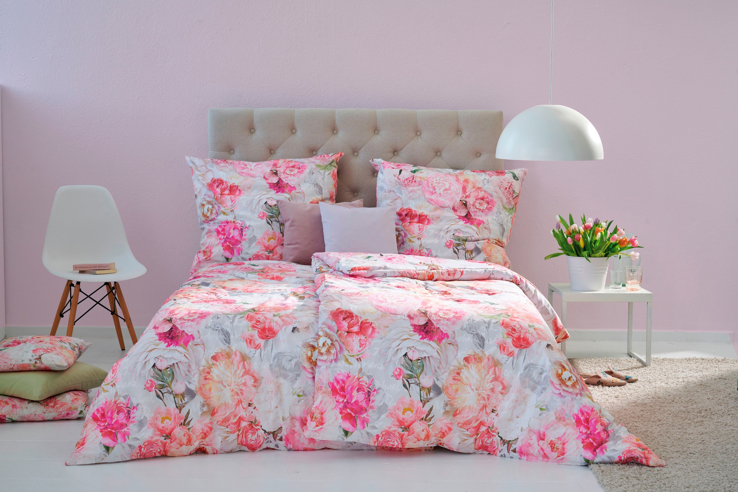 APELT Linge de lit »Hannah« 2 cuis tlg. Kunstvoll gemalte Rosen im Aquarellstil