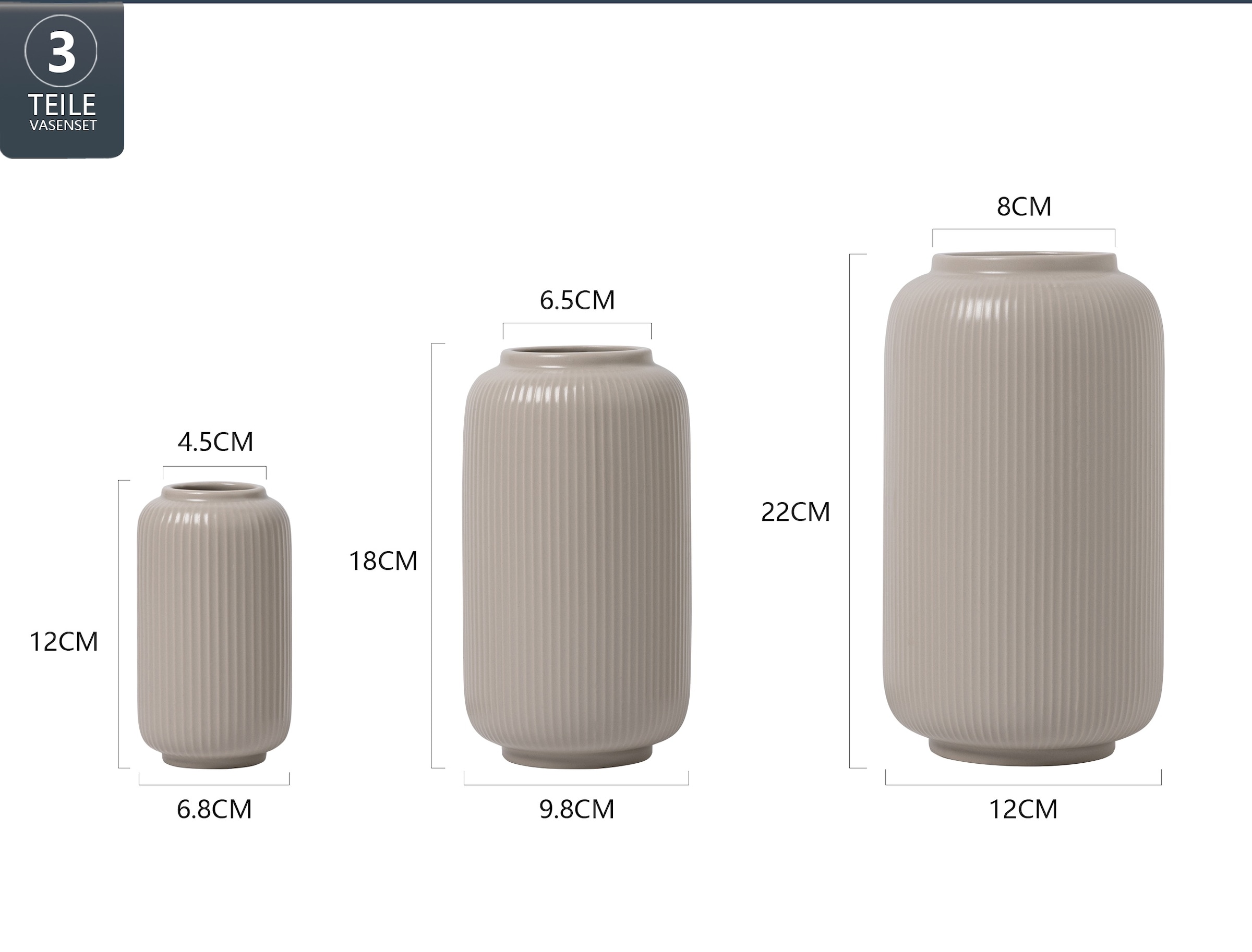 GOODproduct Vase de table »Ylvii, innen vollständig glasiert und wasserundurchlässig« Vases en céramique, uni mat ou avec un glaçage brillant et effet