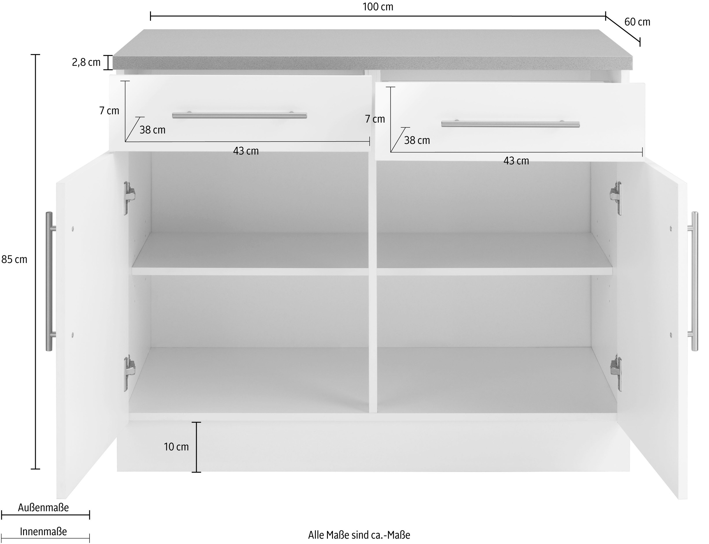 wiho Küchen Unterschrank »Cali« 100 cm breit