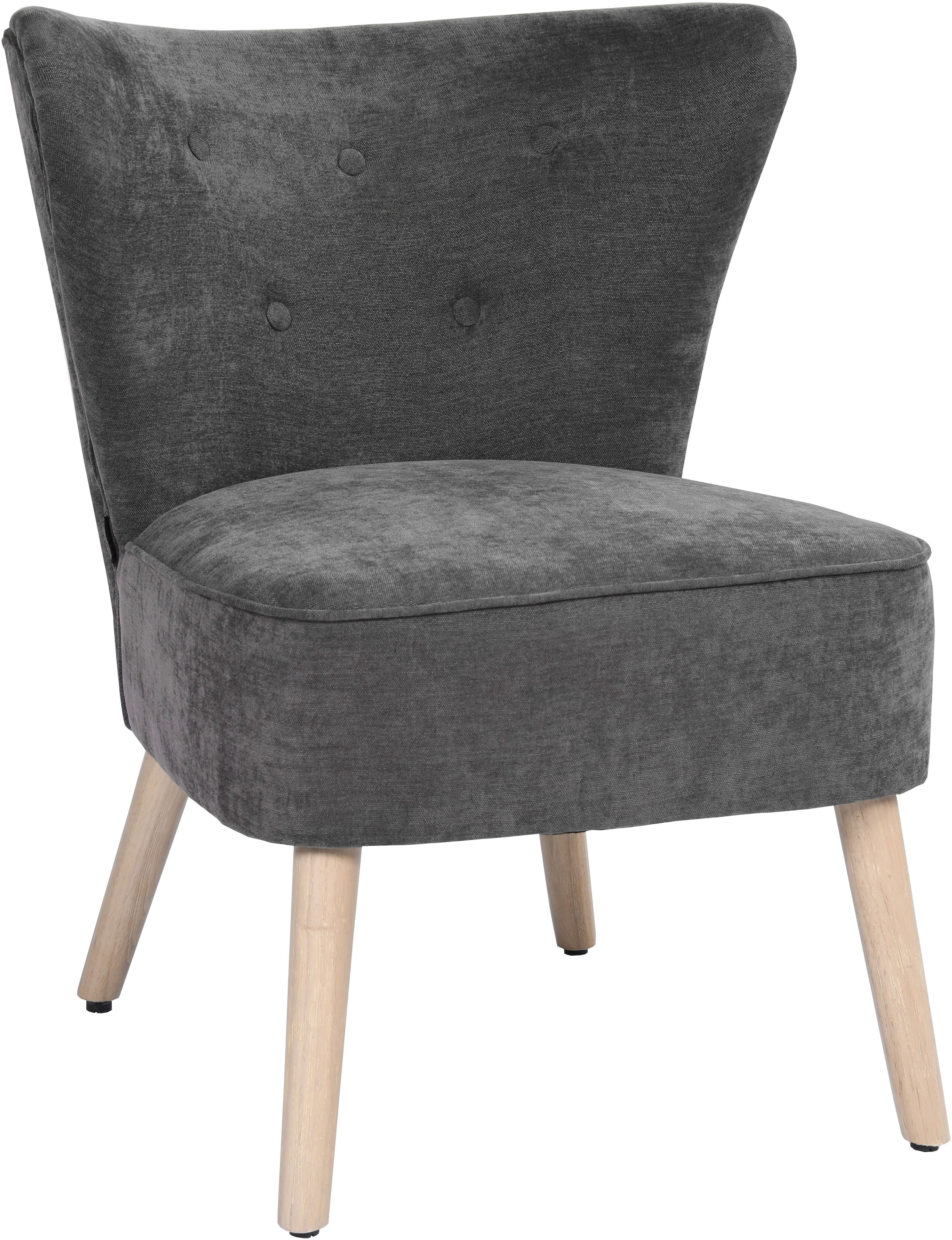 Home affaire Fauteuil lounge »JORIEL moderner Ohrensessel mit Knopfsteppung« mit Echtholzfüssen und feinem Struktur-Bezug