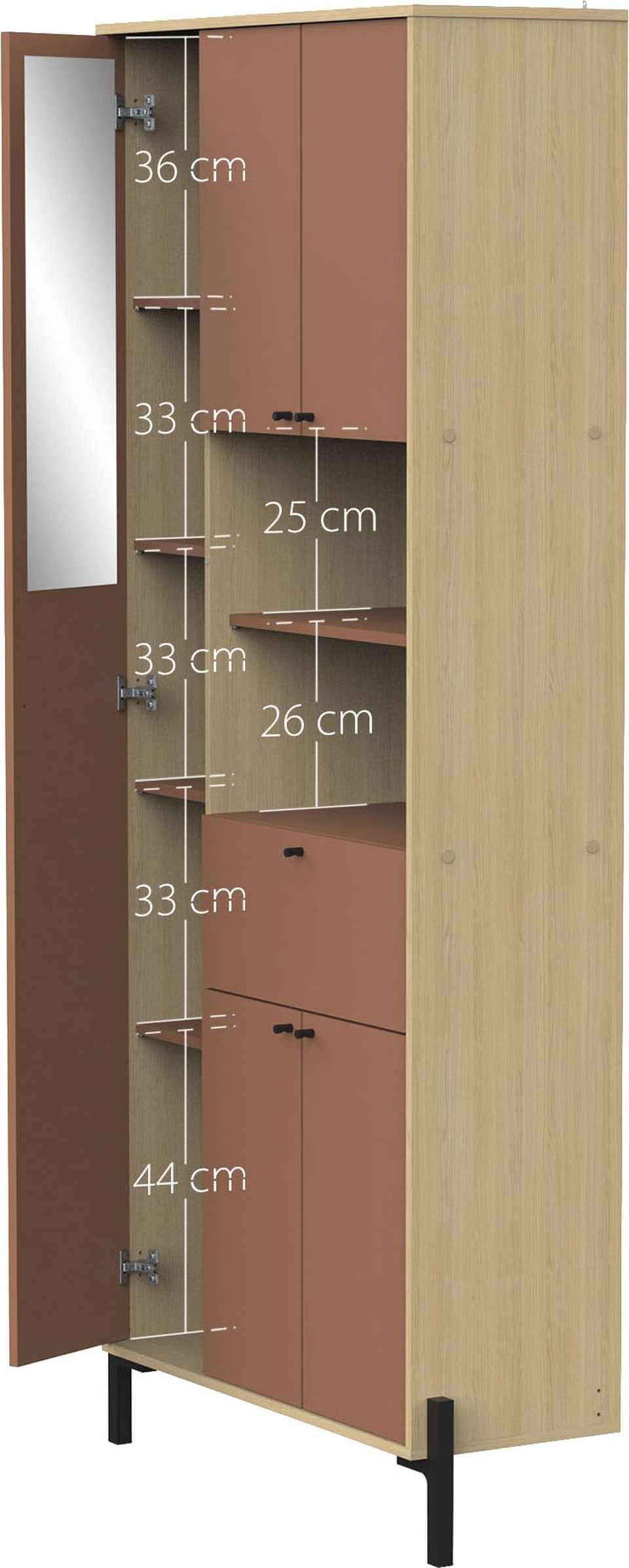 Demeyere GROUP Armoire à linge »ELISA Schranksäule 5 Türen/1 Schublade« Beaucoup d'espace de rangement pour les objets quotidiens dans la salle de bain
