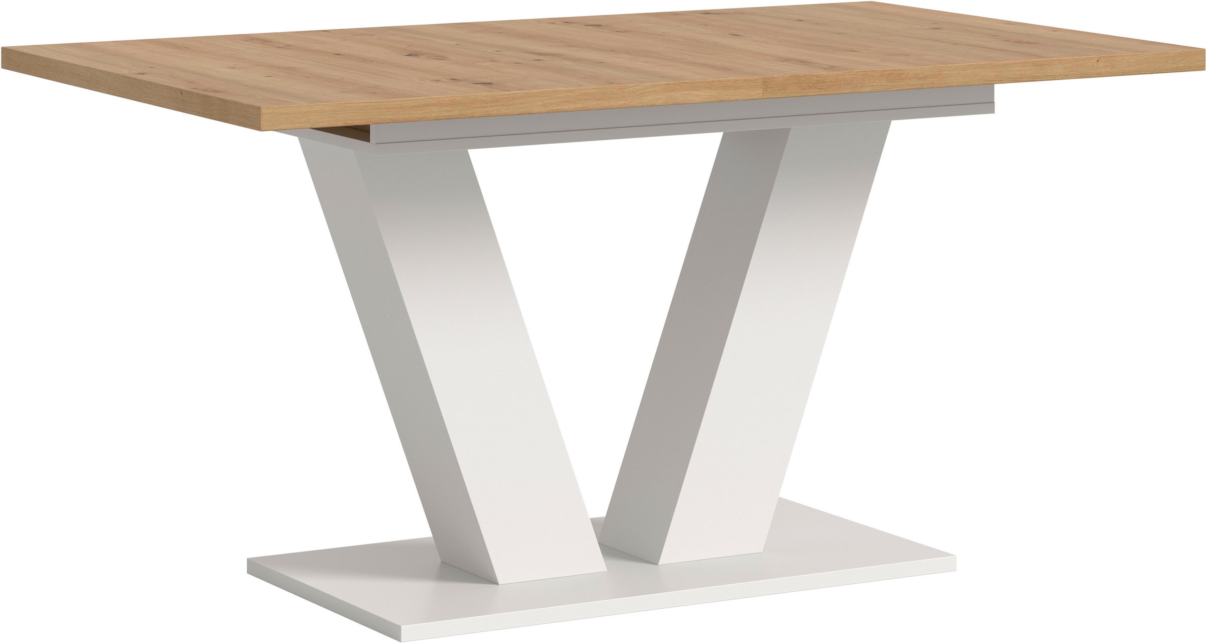 Home affaire Table de salle à manger »Motus, ausziehbar 150 -190 cm, inklusive 40 cm Einlegeplatte« Set, 1 cuis tlg. V-Gestell mit Bodenplatte, Tisch, Küchentisch, Esszimmer, Küche