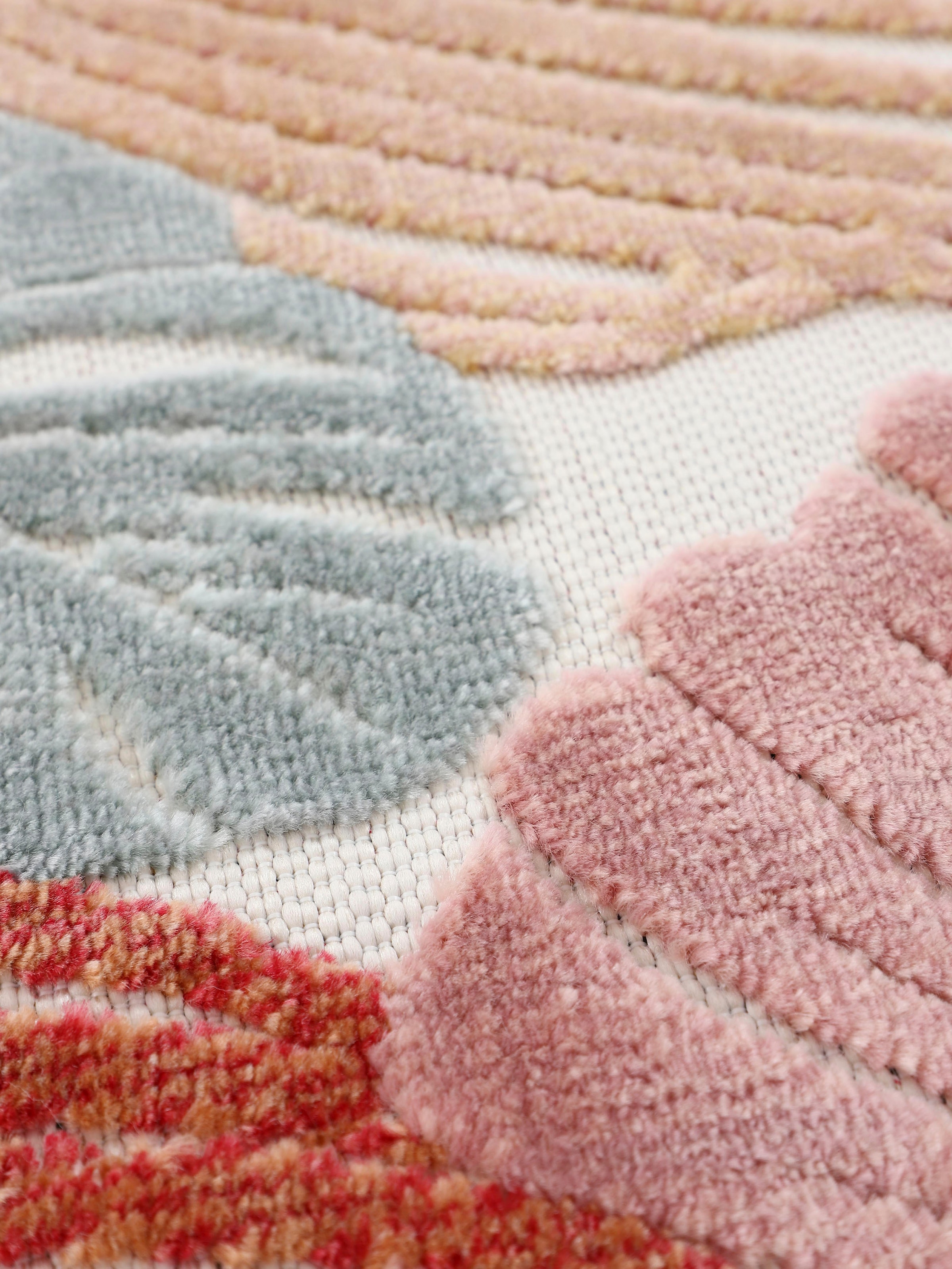 carpetfine Tapis »Deja 104« Rectangulaire 4 mm Höhe robustes Flachgewebe, Floral Palmenblätter, In- und Outdoor, Läufer