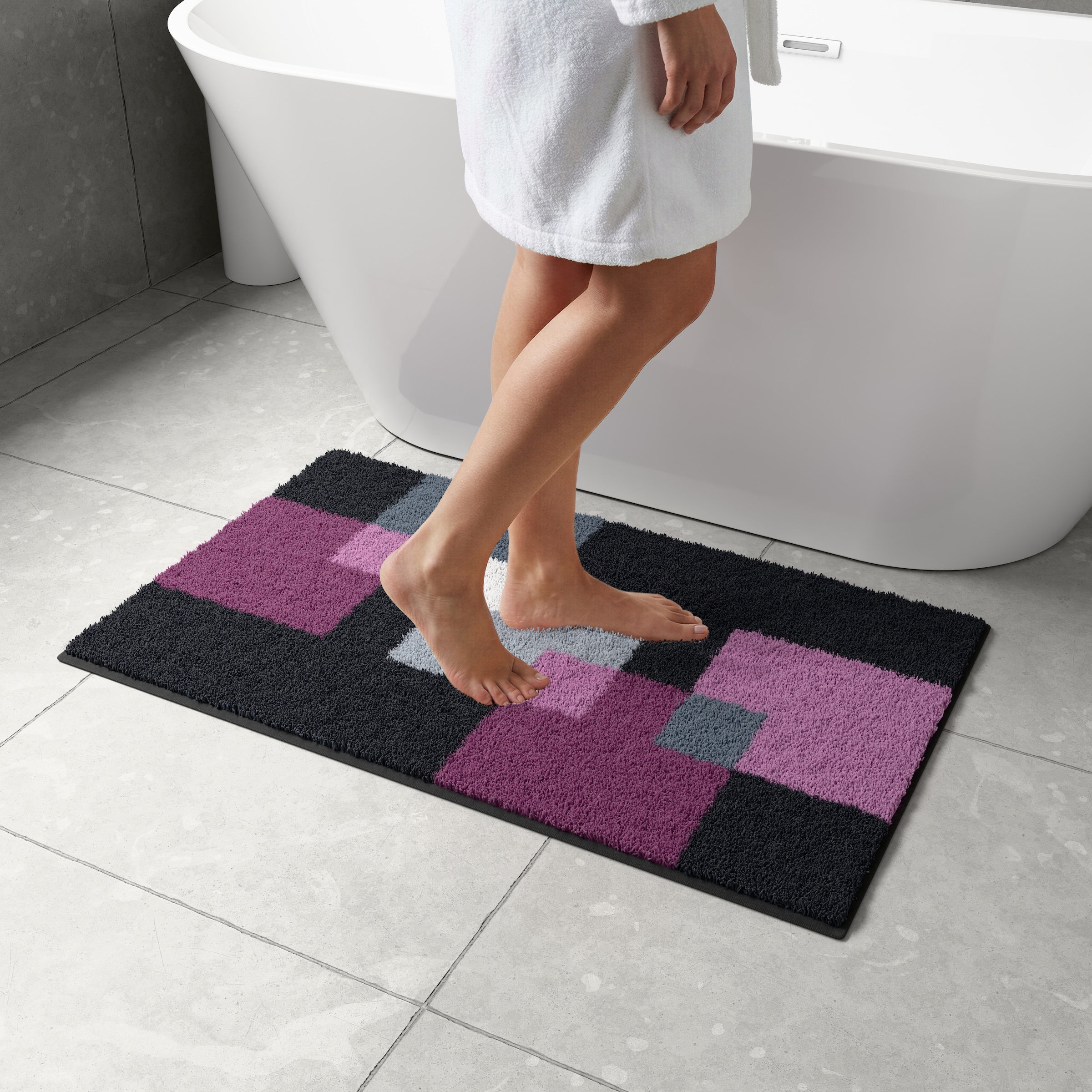 Grund Badematte »Paxos« Höhe 20 mm rutschhemmend beschichtet fussbodenheizungsgeeignet | strapazierfähig geometrisches Design, modern, flauschig, softer Flor, Made in Europe
