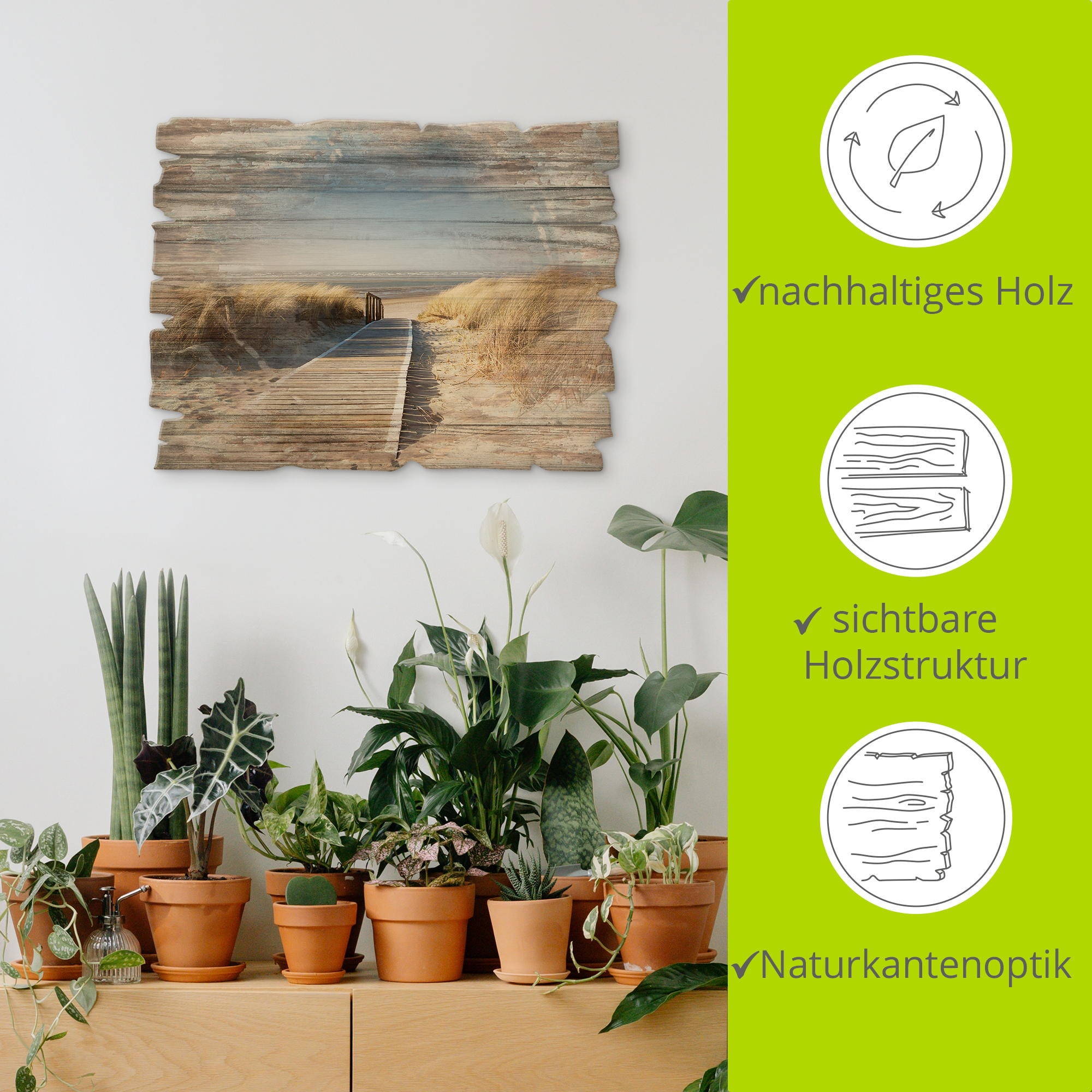 Artland Tableau en bois »Nordseestrand auf Langeoog - Steg« 1 cuis tlg.