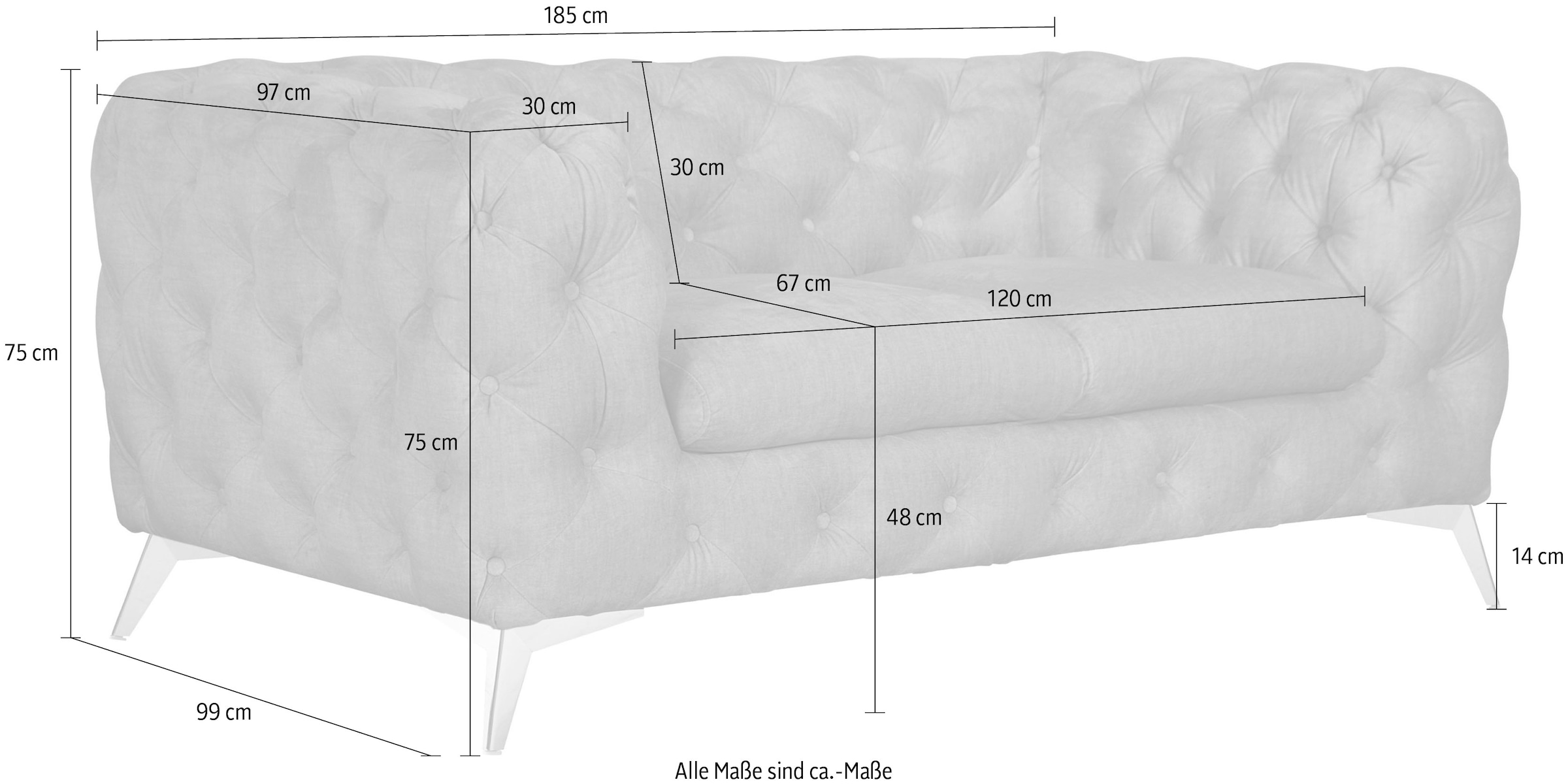 Home affaire Chesterfield-Sofa »Glynis« aufwändige Knopfheftung, moderne Chesterfield Optik, Fussfarbe wählbar