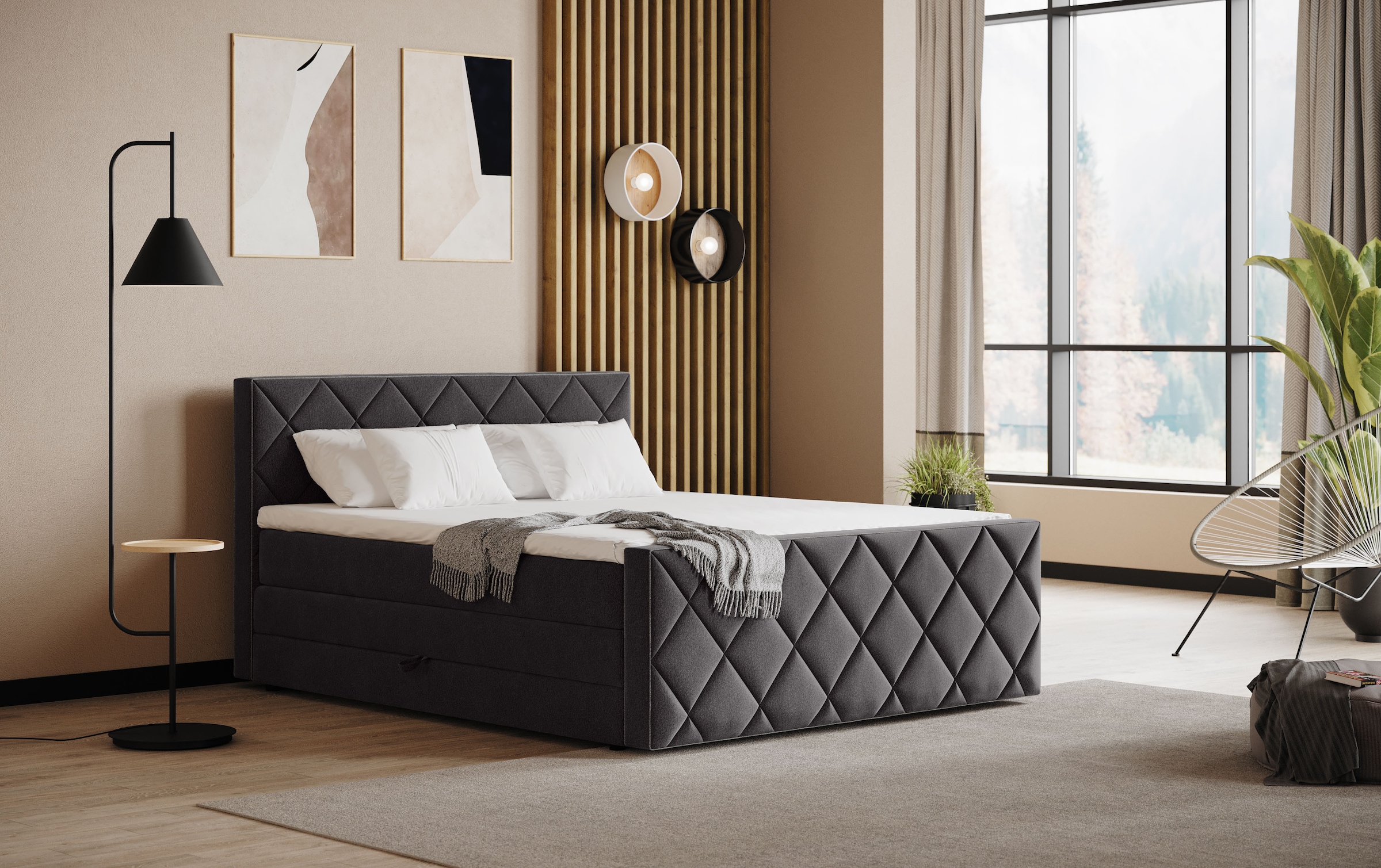 COTTA Lit boxspring »Tower inkl. Bettkasten, mit Keder in abgesetzter Farbe« in verschiedenen Breiten, Härtegraden und Farben erhältlich