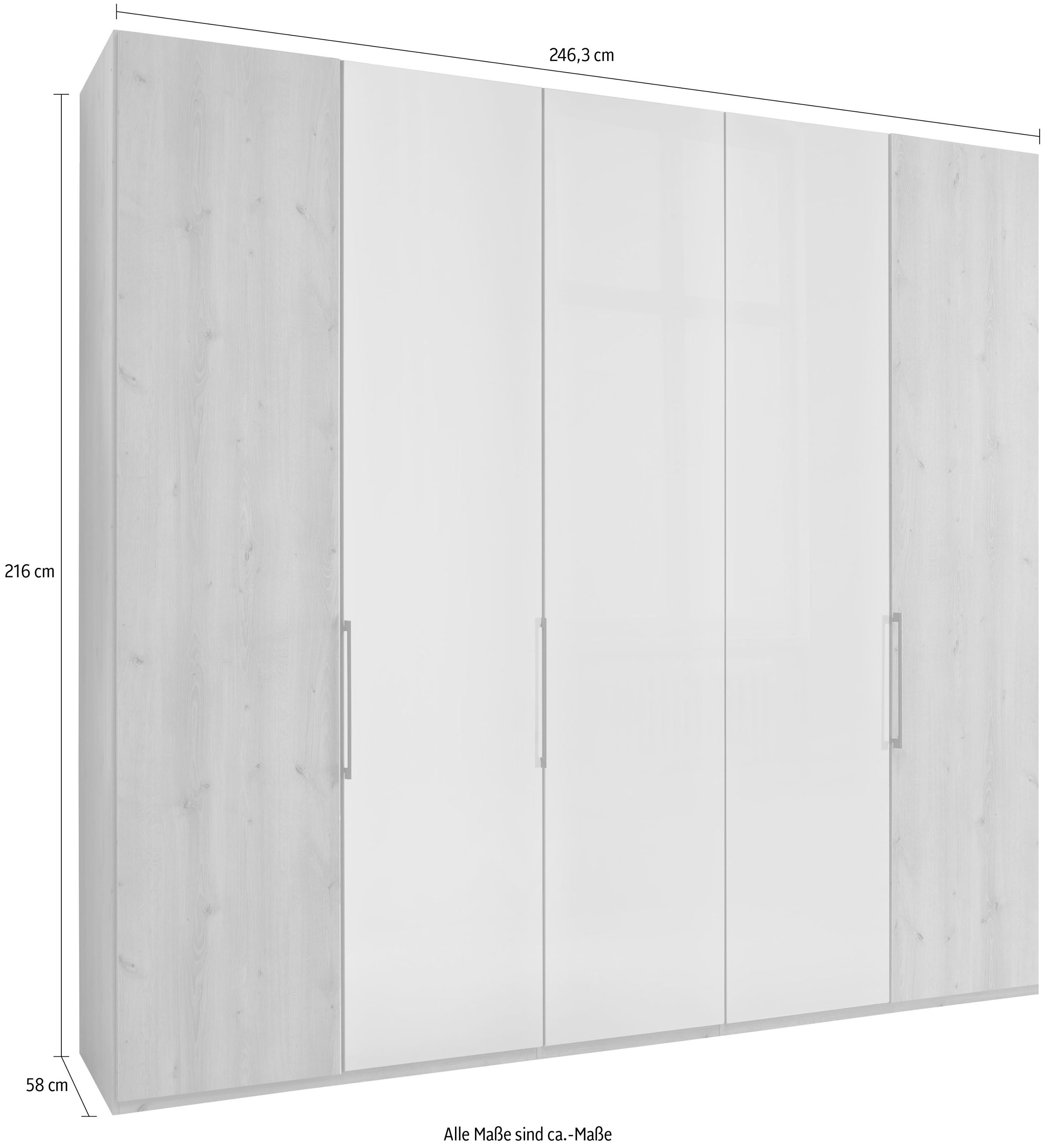 WIEMANN Armoire à portes battantes »Monaco« mit Teil-Glasfront sowie hochwertige Beschläge inkl. Türdämpfung