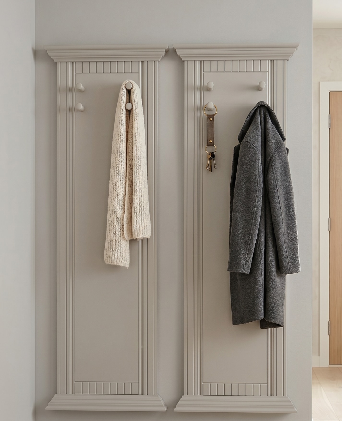 GOODproduct Panneau de vestiaire »Rustic, Set aus 2 Paneelen, Landhausstil« 2 cuis tlg. en pin massif, avec rainures décoratives