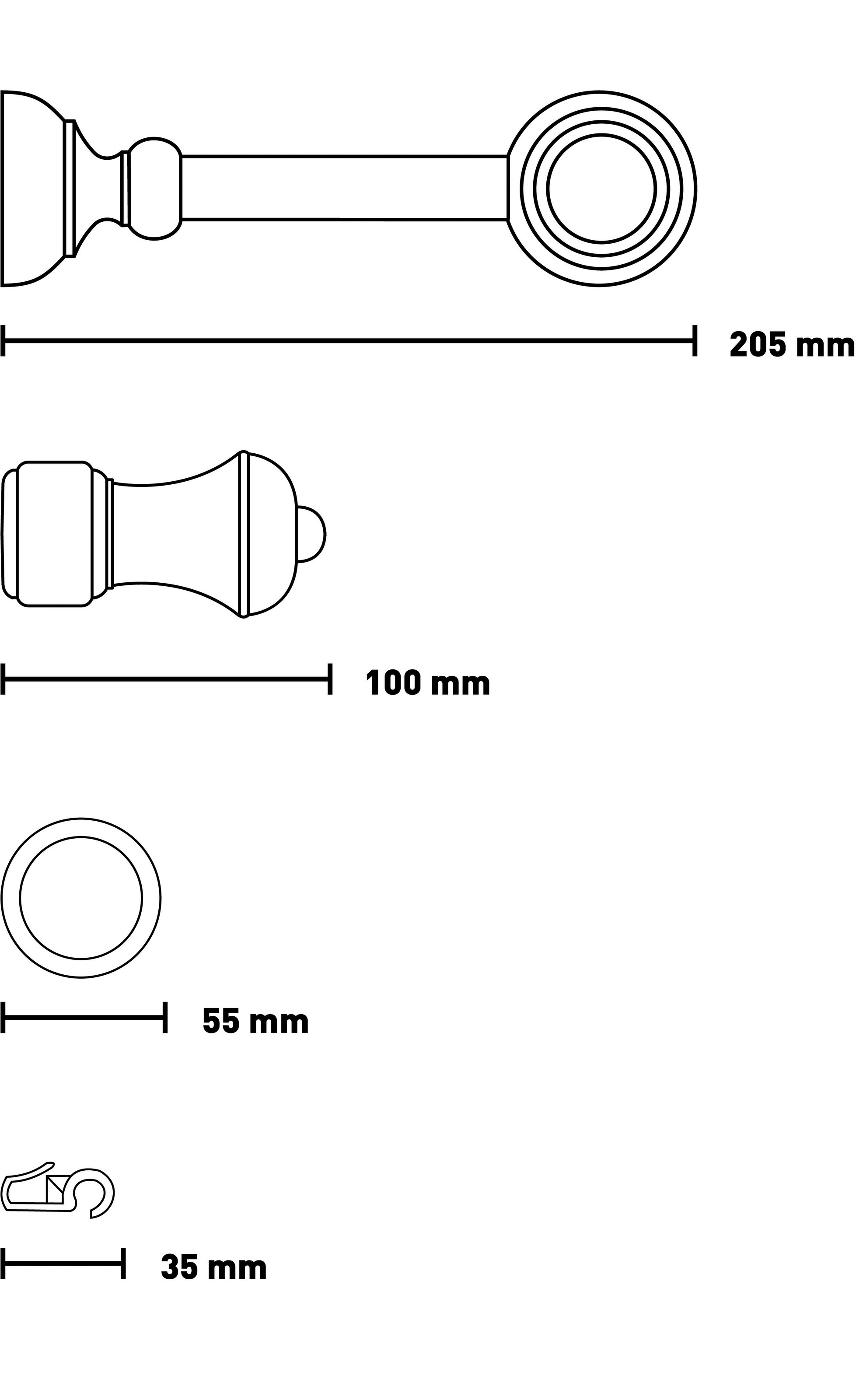 SN DECO GROUP Tringle à rideaux »Ares« 1 läufig-läufig Fixmass 28 mm, Holz, verschiedene Längen und Farben, Komplettset
