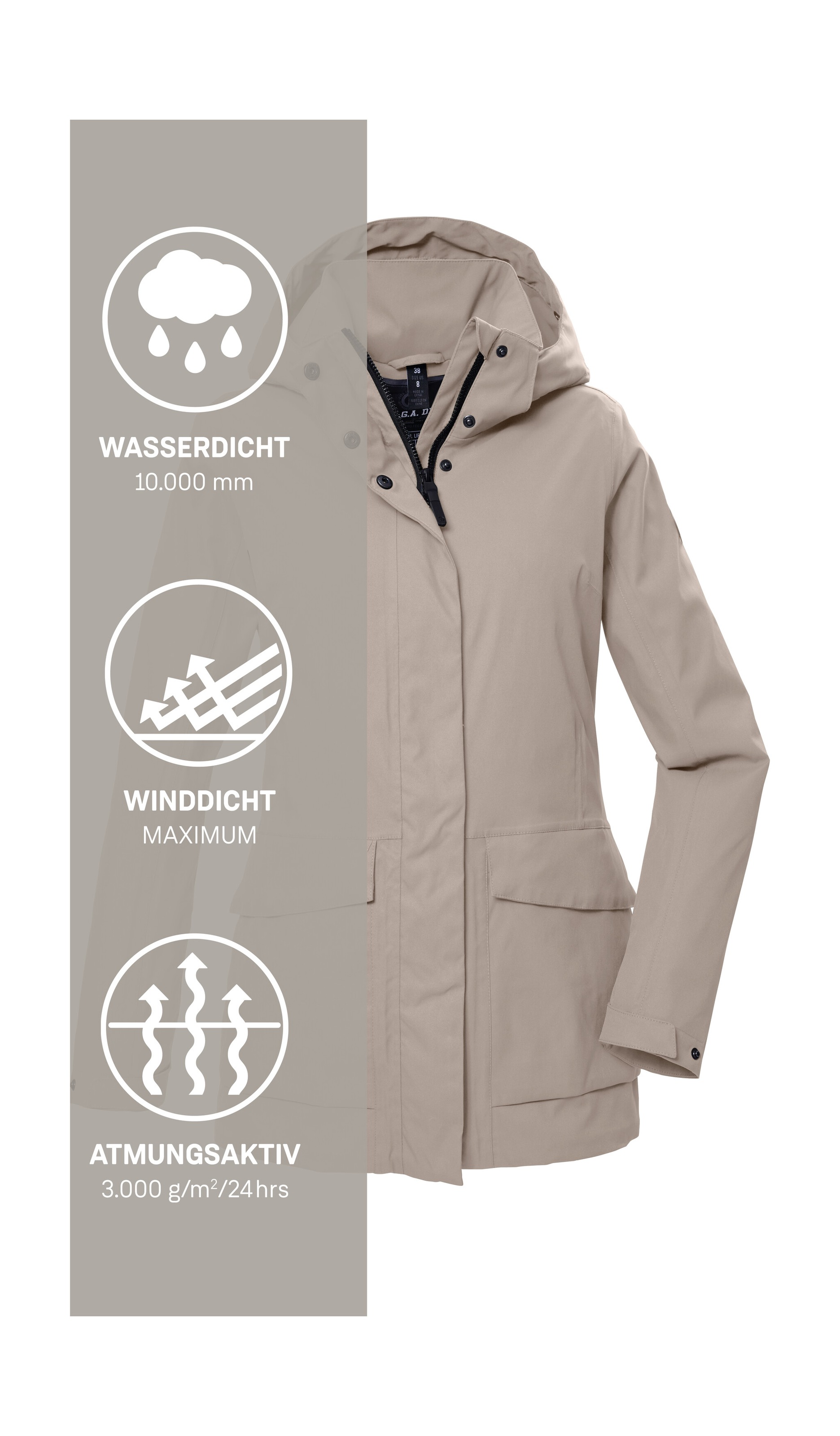 G.I.G.A. DX by killtec Veste fonctionnelle »GS 54 WMN JCKT« Wasserdicht, atmungsaktiv, recycelte Materialien, abnehmbare Kapuze