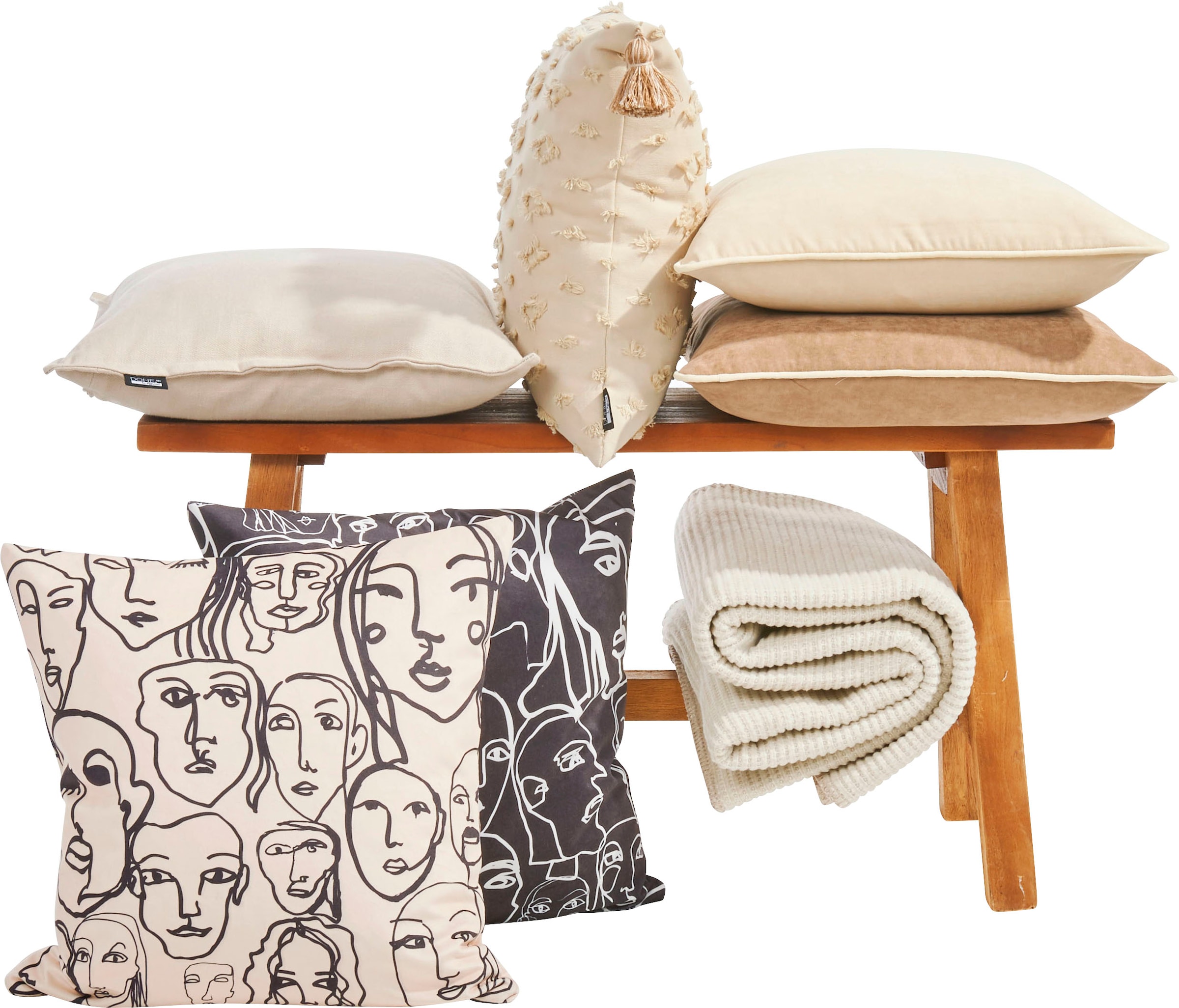 done.® Dekokissen »Velour Print Crowd« Beidseitig bedruckte Kissenhüle ohne Füllung, 1 Stück