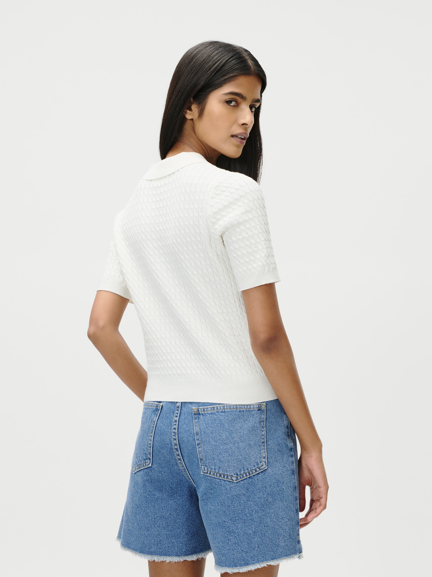 LeGer Polo »Manolja, LeGer by Lena Gercke« mit Zopfmuster, Logostickerei