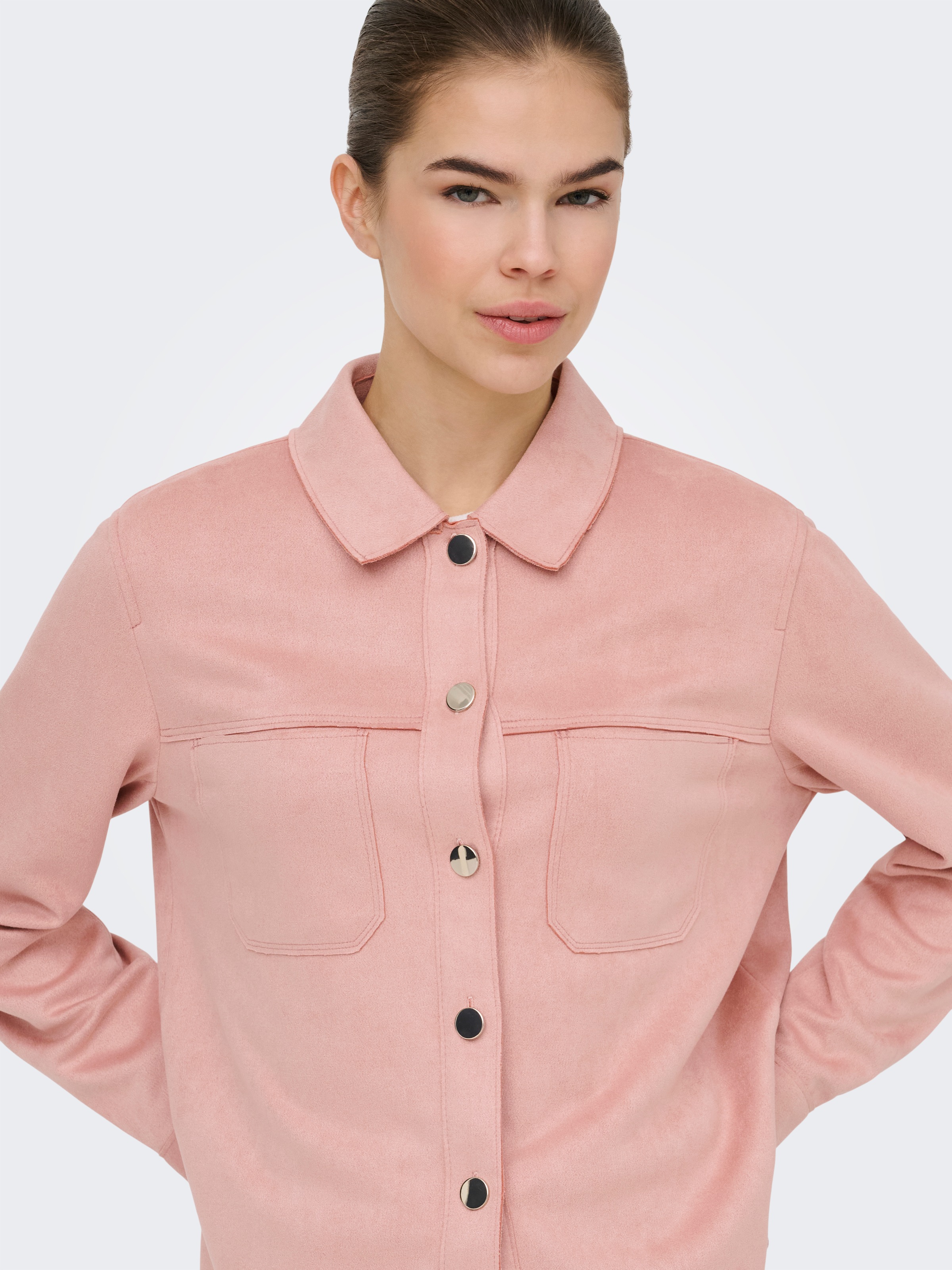 ONLY Blouse chemise »ONLMIRA L/S FAUX SUEDE SHIRT PNT« mélange de matériaux, coupe régulière