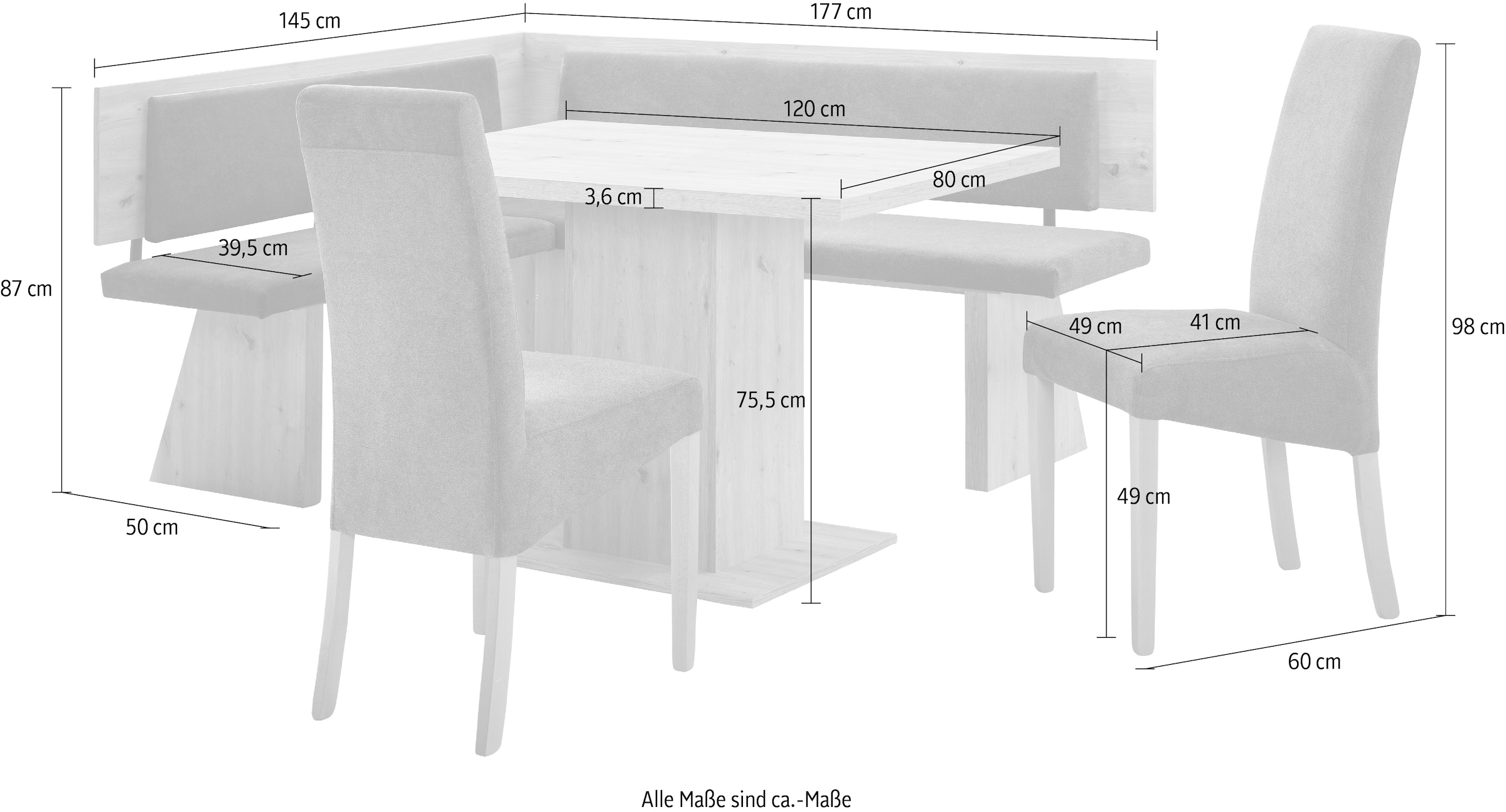 massivline&more Ensemble de bancs d'angle »Cologne 2« Ensemble, 4 tlg.
