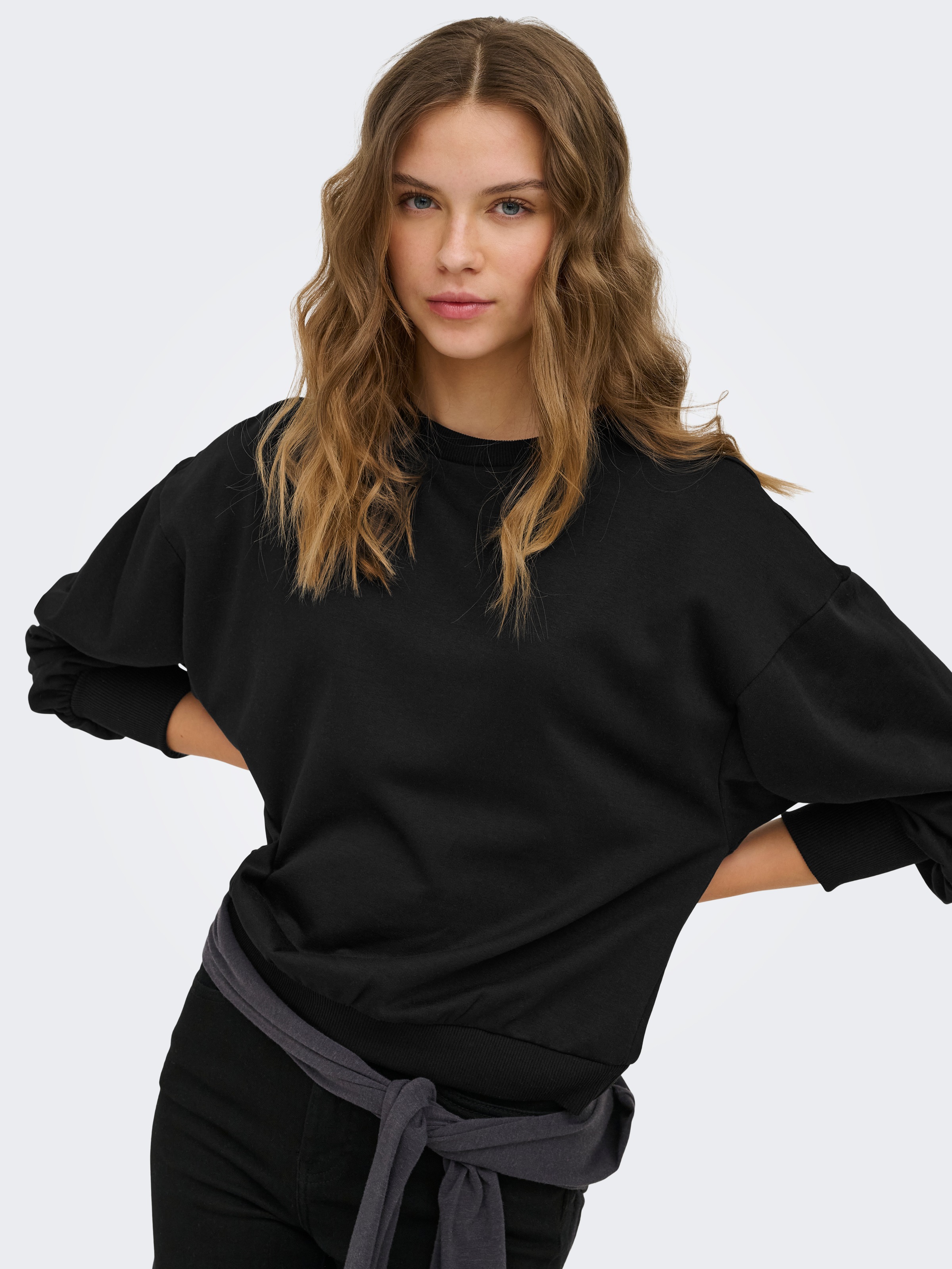 ONLY Sweat-shirt »ONLBROOKE L/S O-NECK SOLID 2 PACK SWT«, 2 mélange coton, coupe régulière
