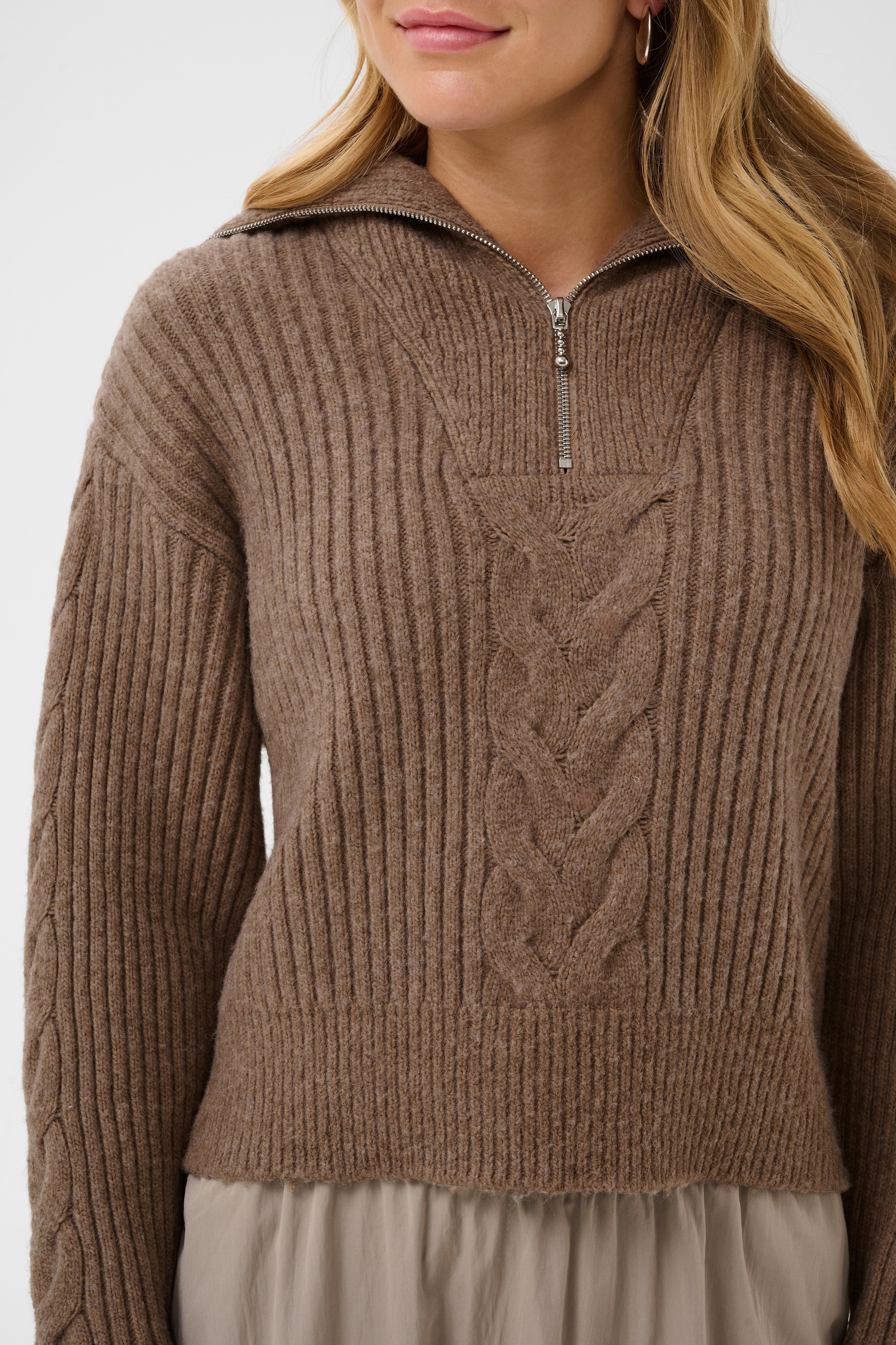 Saint Tropez Troyer »TalmaSZ Pullover« mélange de matériaux, coupe régulière, motif en torsades
