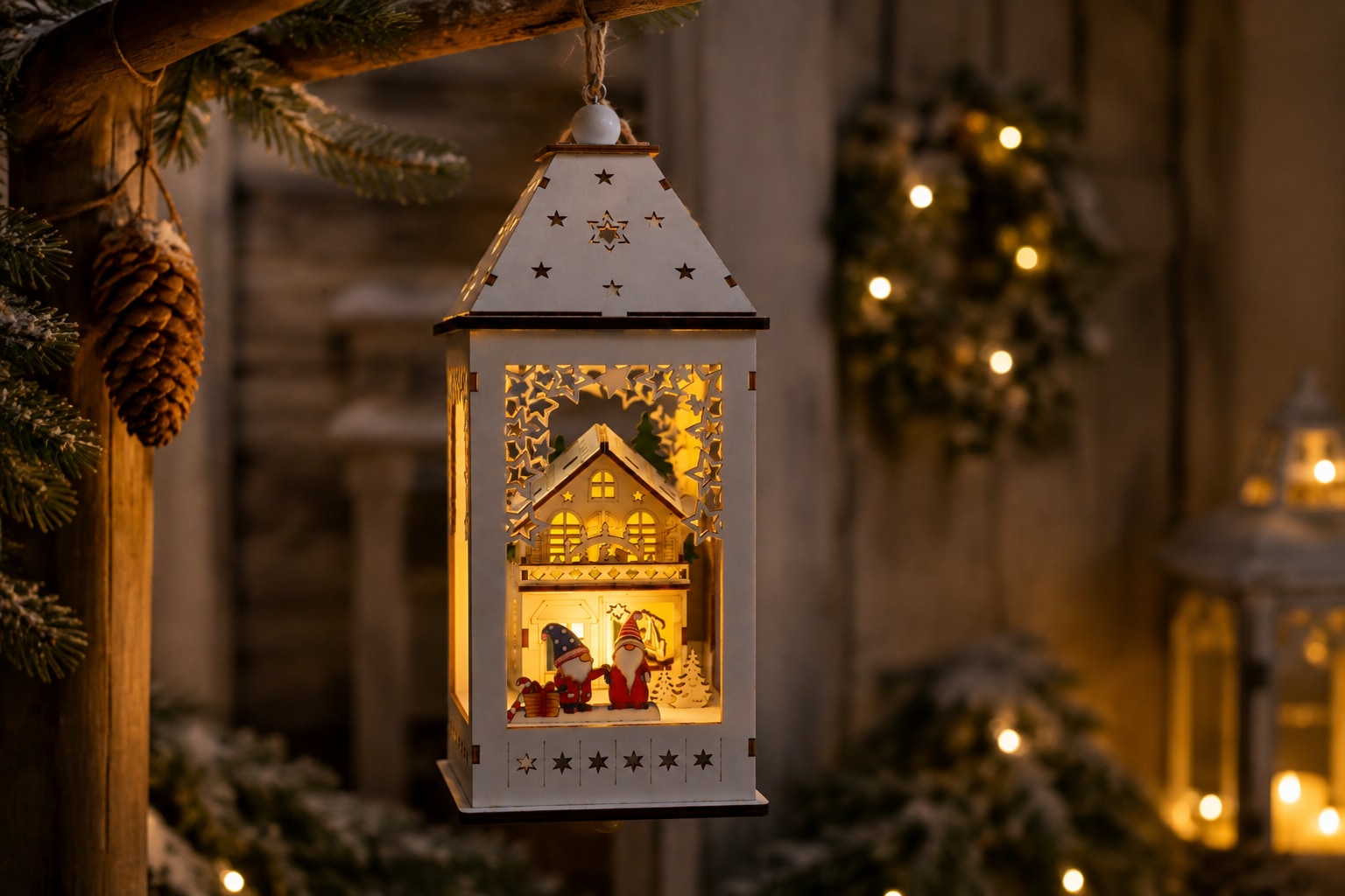 GOODproduct Weihnachtsszene »Fensterdeko mit warmer LED-Beleuchtung, weiss« Timerfunktion, mit Schlaufe,