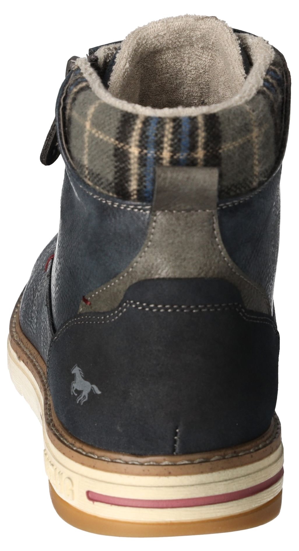 Mustang Shoes Bottes d'hiver  , Schnürboots, Casual-Stiefelette mit kariertem Einsatz am Schaftrand