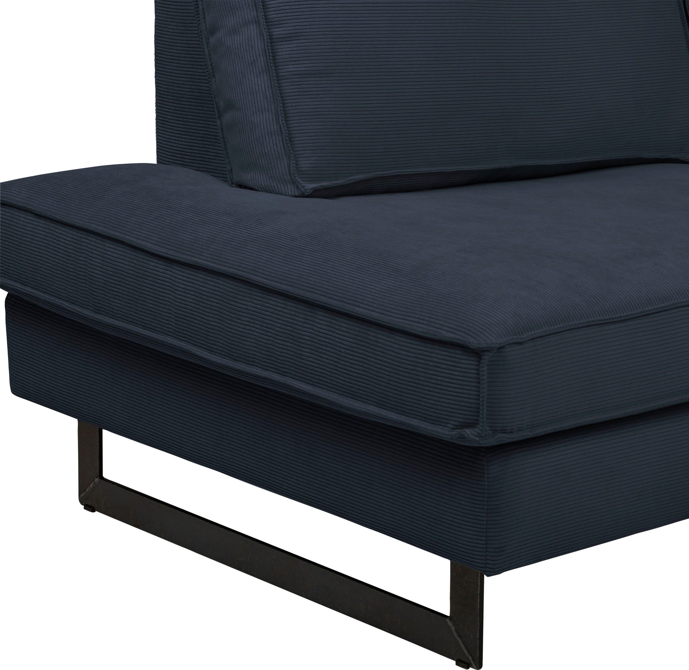 PLACES OF STYLE Wohnlandschaft »Pinto, 350 cm, U-Form, XXL, mit Ottomanen« Cord, Chenille, Lederoptik, mit Keder, Metallfüsse, Wellenunterfederung
