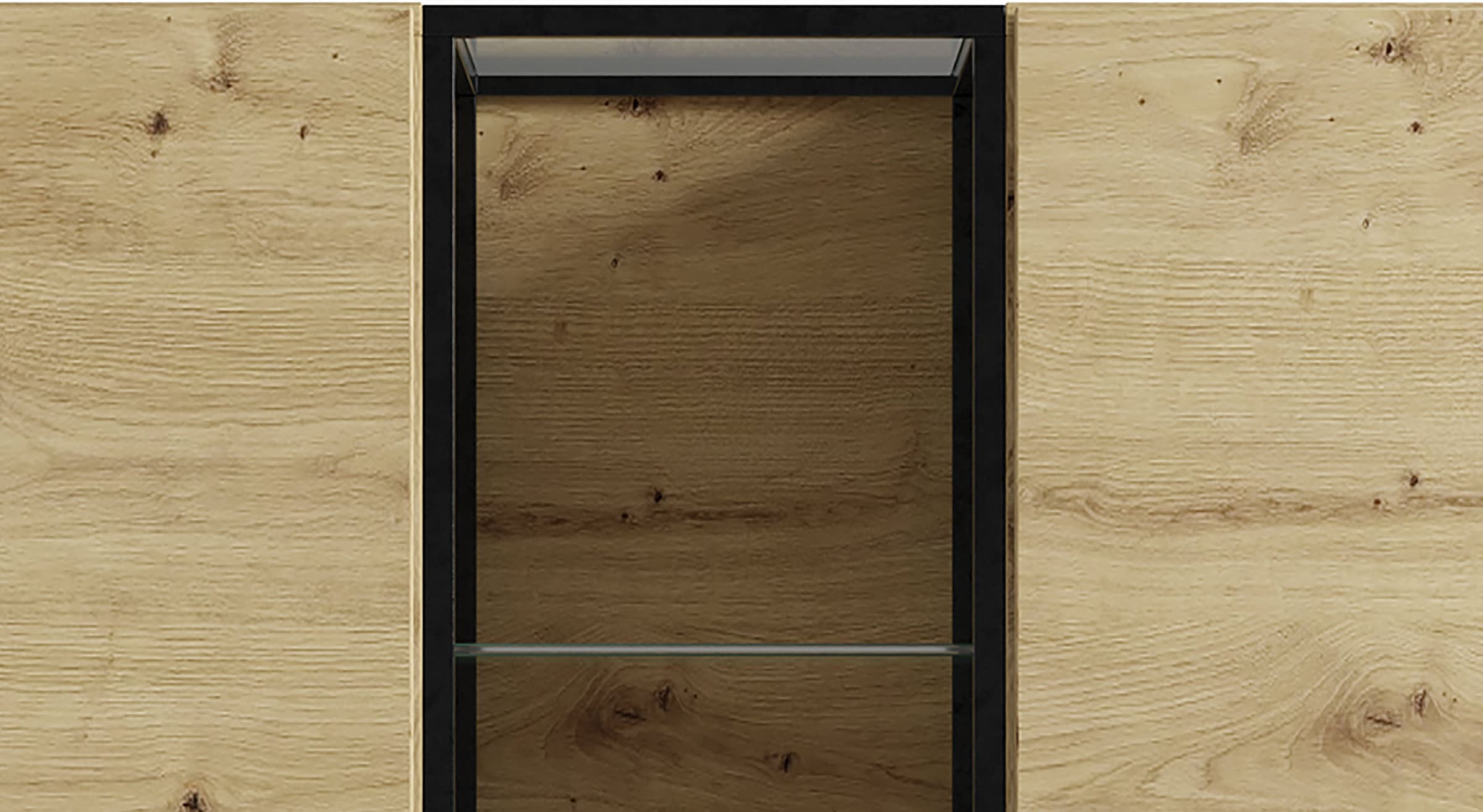 byLIVING Highboard »FRAME« Artisan Eiche, 9 Fächer, offene Fächer mit Glasböden im Metallrahmen