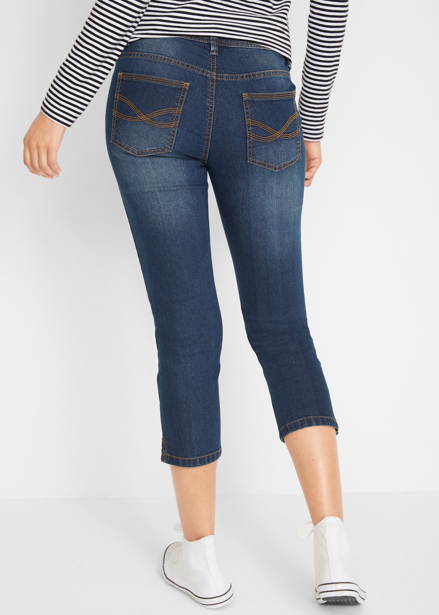 bonprix Jeans capri »Slim Fit Jeans Mid Waist, cropped« 3/4-Capri-Look, Five-Pocket Style, Regular Fit, schmale Beinform