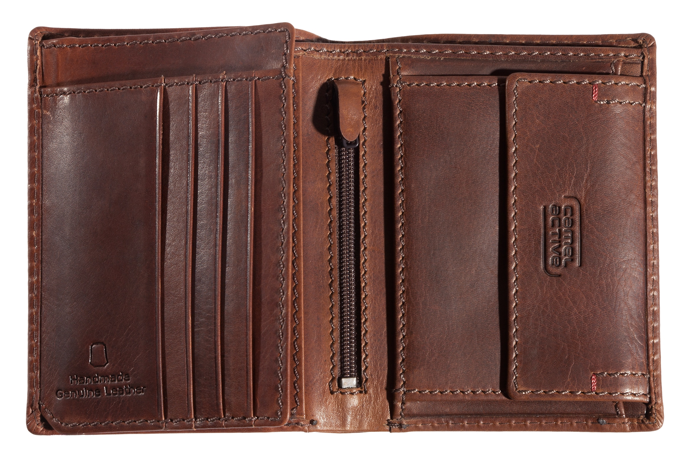 camel active Porte-monnaie »Salamanca« portefeuille, porte-monnaie avec détail de couture à la main contrasté