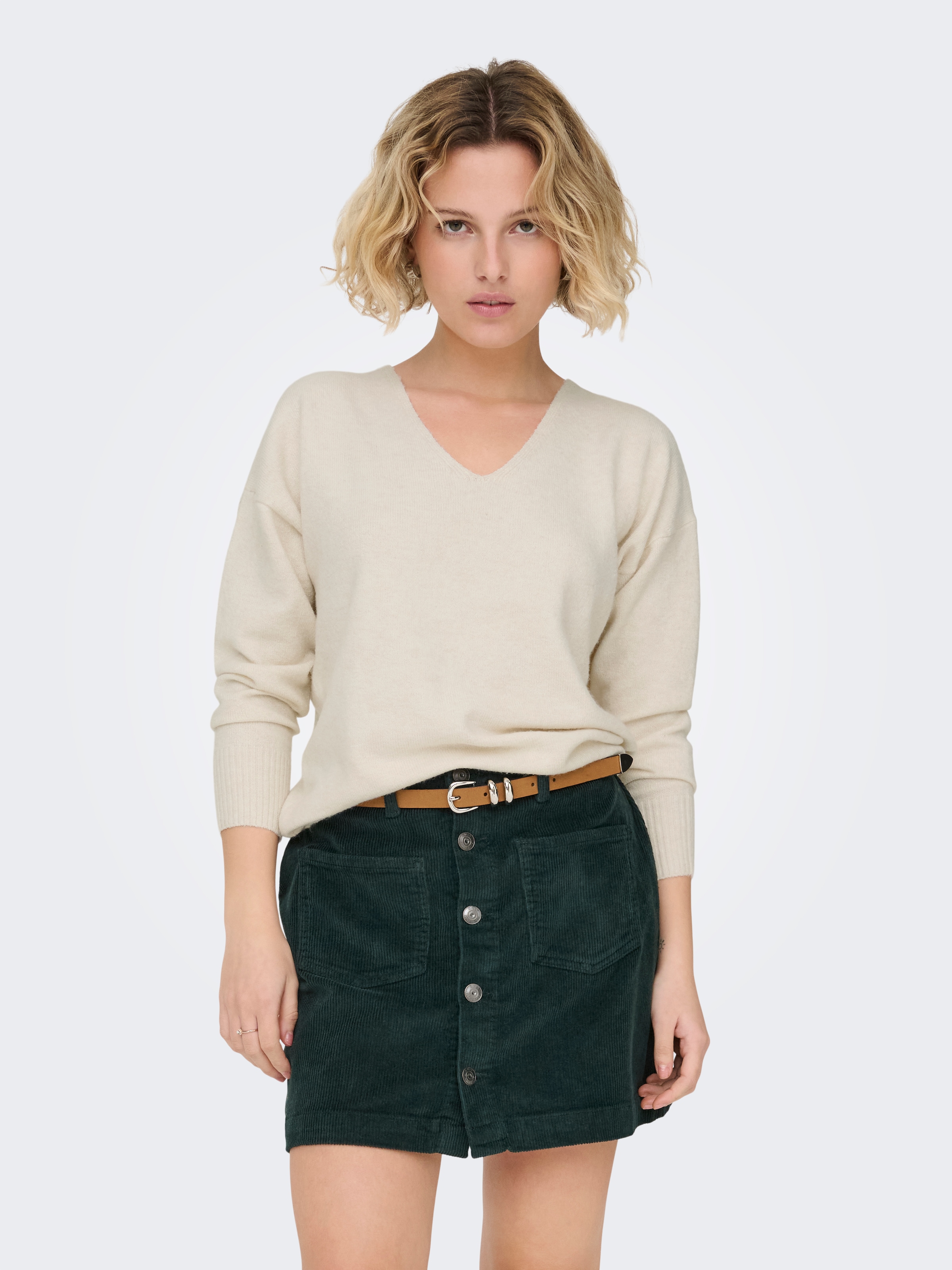 ONLY Pull col V »ONLRICA LIFE L/S V-NECK PULLO KNT NOOS« mit V-Ausschnitt