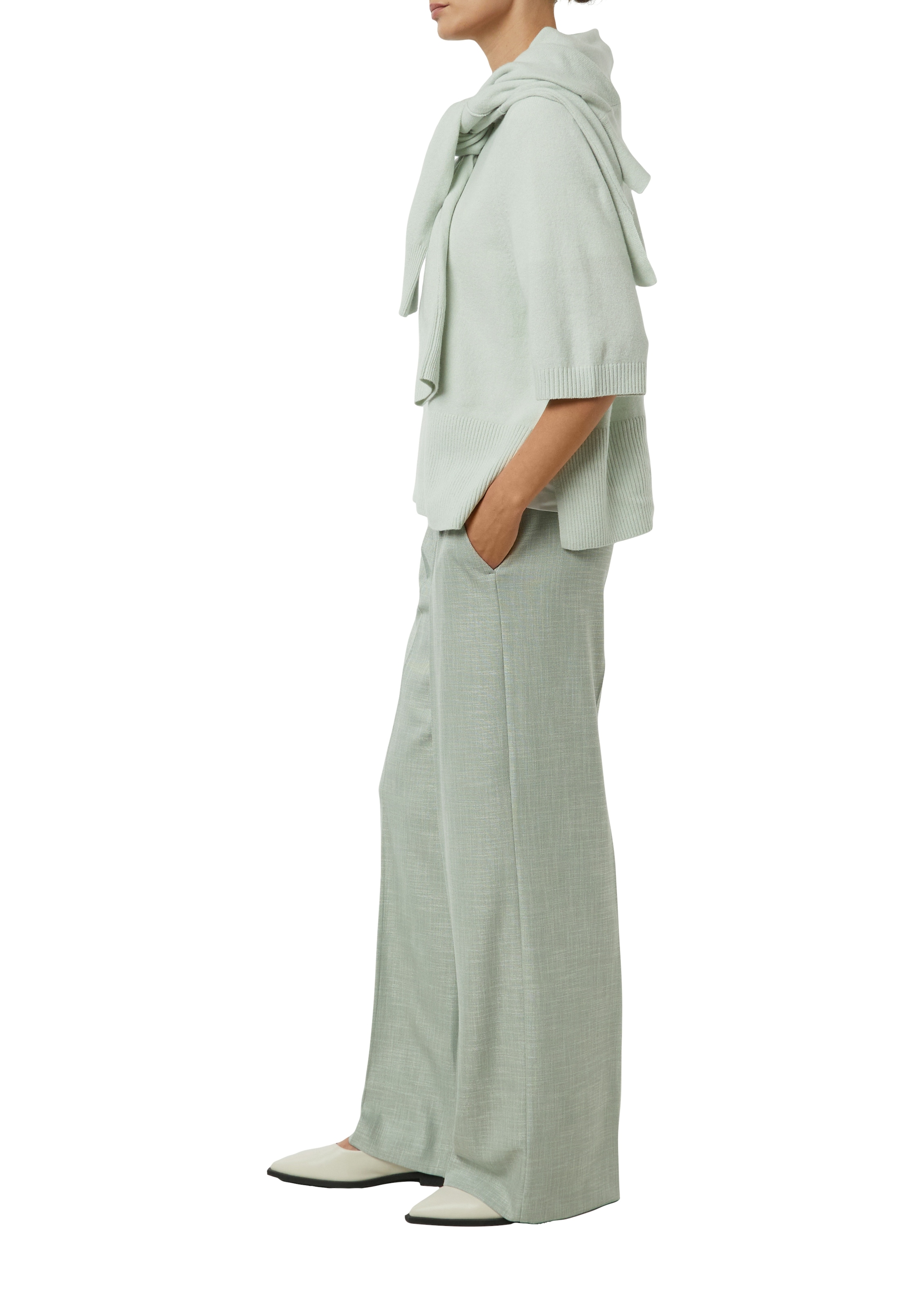 Comma Pantalon en tissu  meliert, mit geradem Bein und Bundfalte