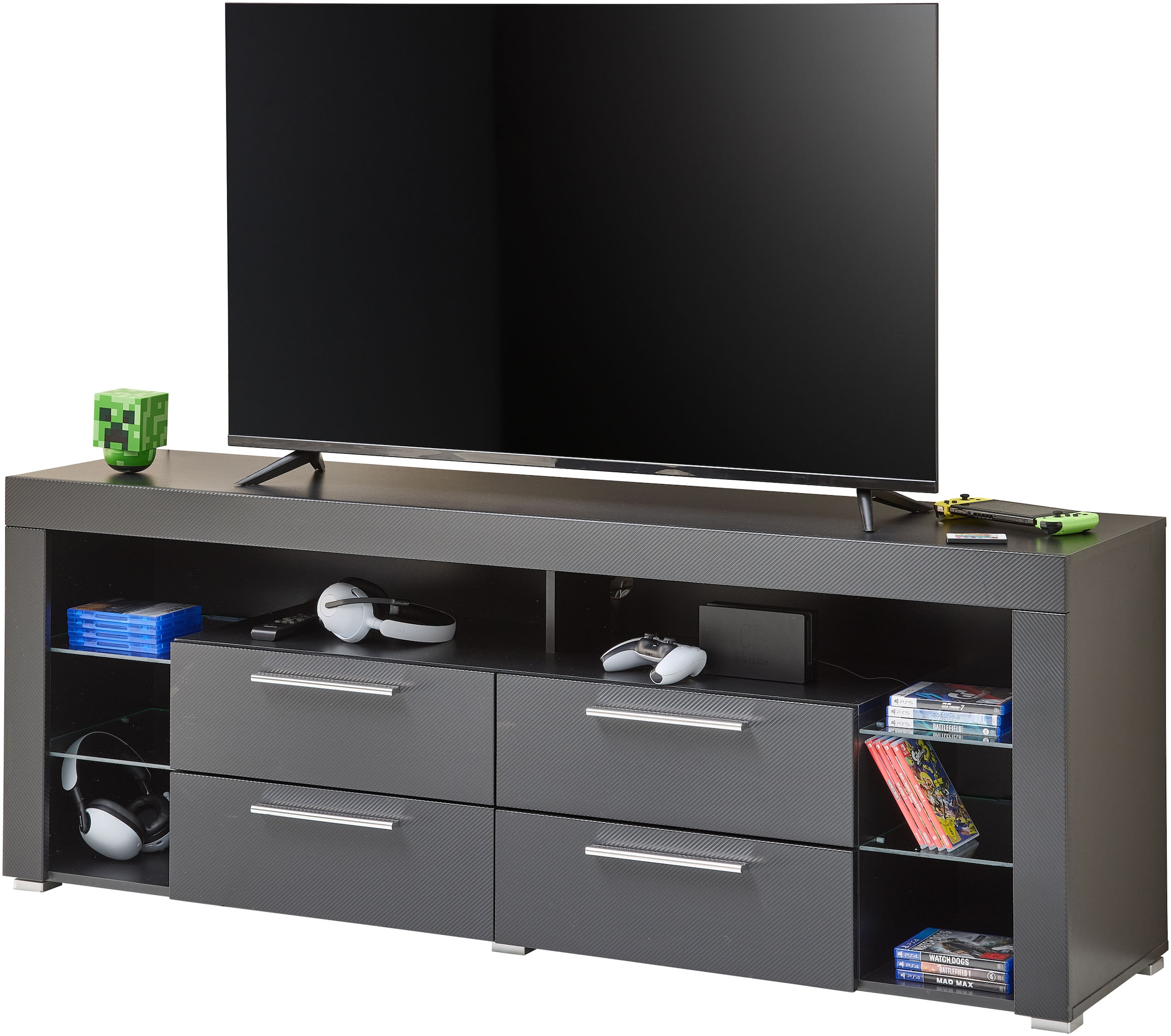 Stolkom TV-Schrank »Goal« 4 Schubkästen, 6 offenen Fächern, Stellmass 179/66/44 cm