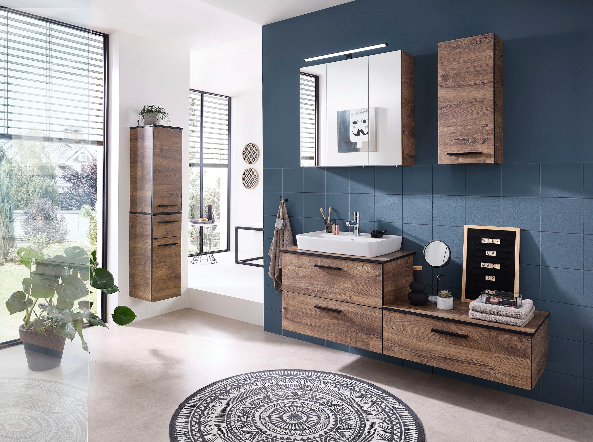 Saphir Hängeschrank »Quickset 374 Wand-Badschrank, 1 Tür, 2 Einlegeböden, inkl. Türdämpfer« Badezimmer-Hängeschrank, 30 cm breit, Eiche Ribbeck quer Nachbildung