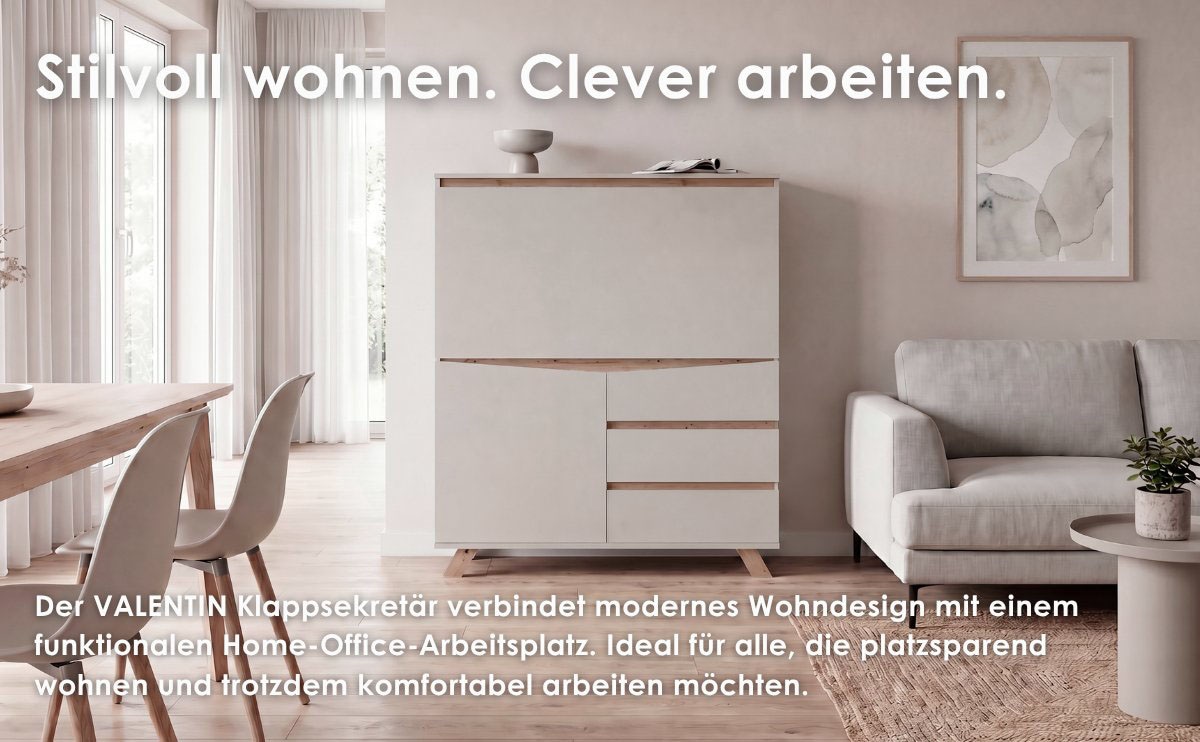 GOODproduct Sekretär »Vaux« 1 Stk. tlg. Kaschmir / Artisan Eiche (Eiche-Optik), Klapptür, Stauraum, B: 120 cm