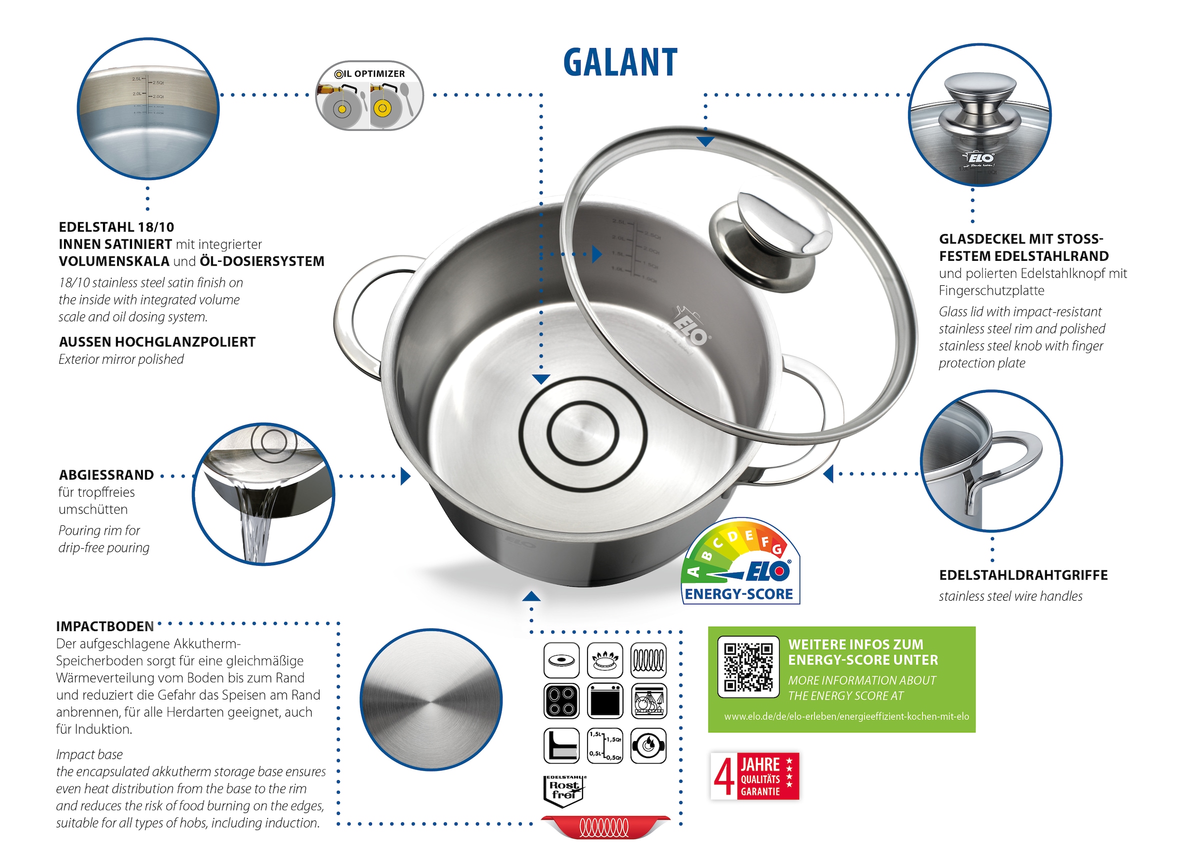 Elo Pot à viande »Galant« Acier inoxydable 18/10