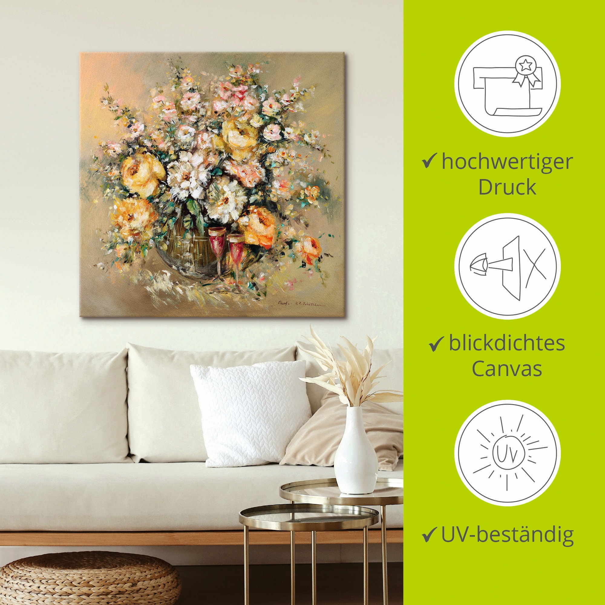 Artland Wandbild »Blumen und Spirituosen« 1 Stk. tlg. als Leinwandbild, Poster, Wandaufkleber in verschied. Grössen