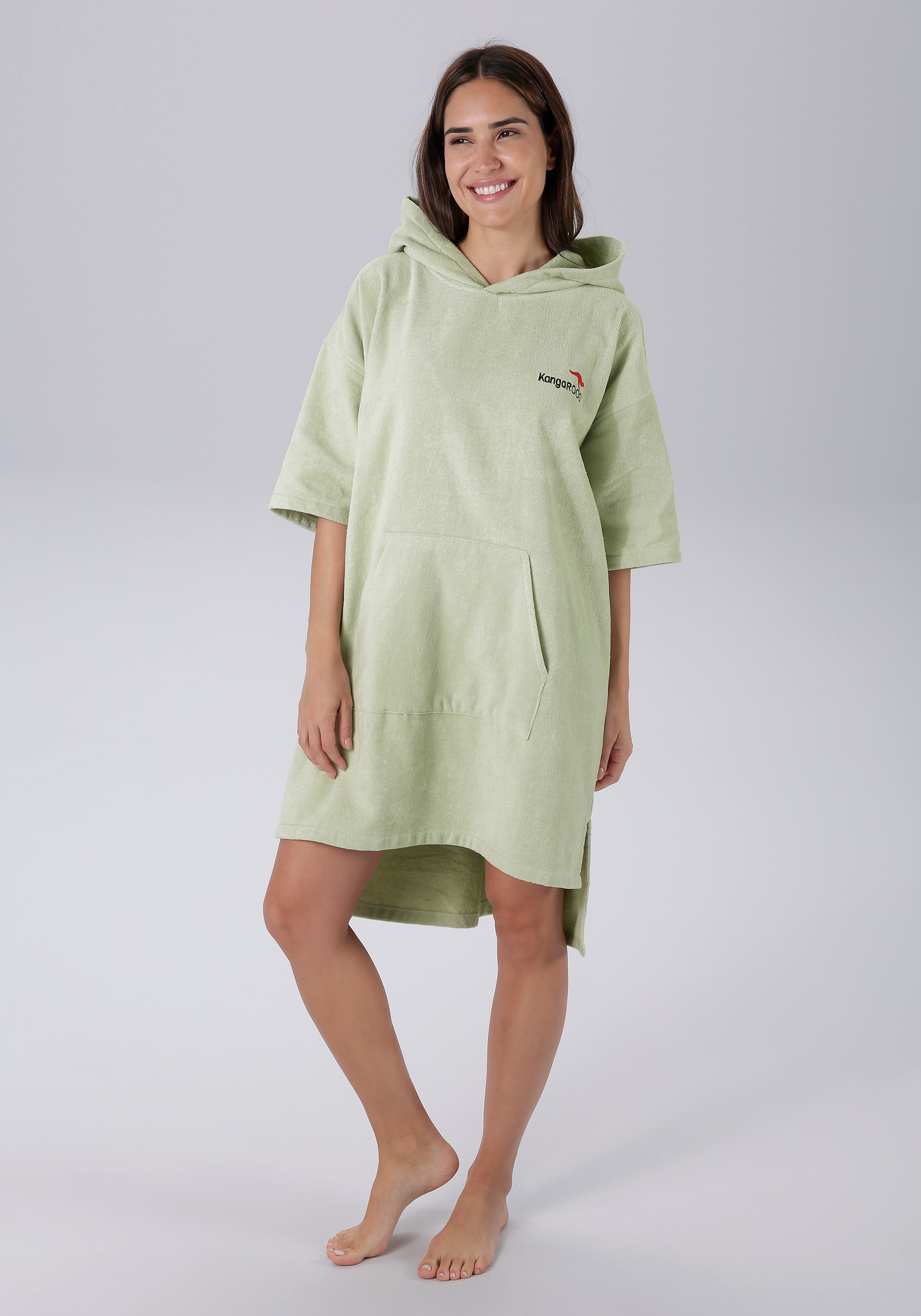 KangaROOS Badeponcho »Summer, ideal für Sauna, Spa & im Urlaub, Damen & Herren« 1 Stk. Surfponcho, mit Bauchtasche, 100% Baumwolle, Frottee