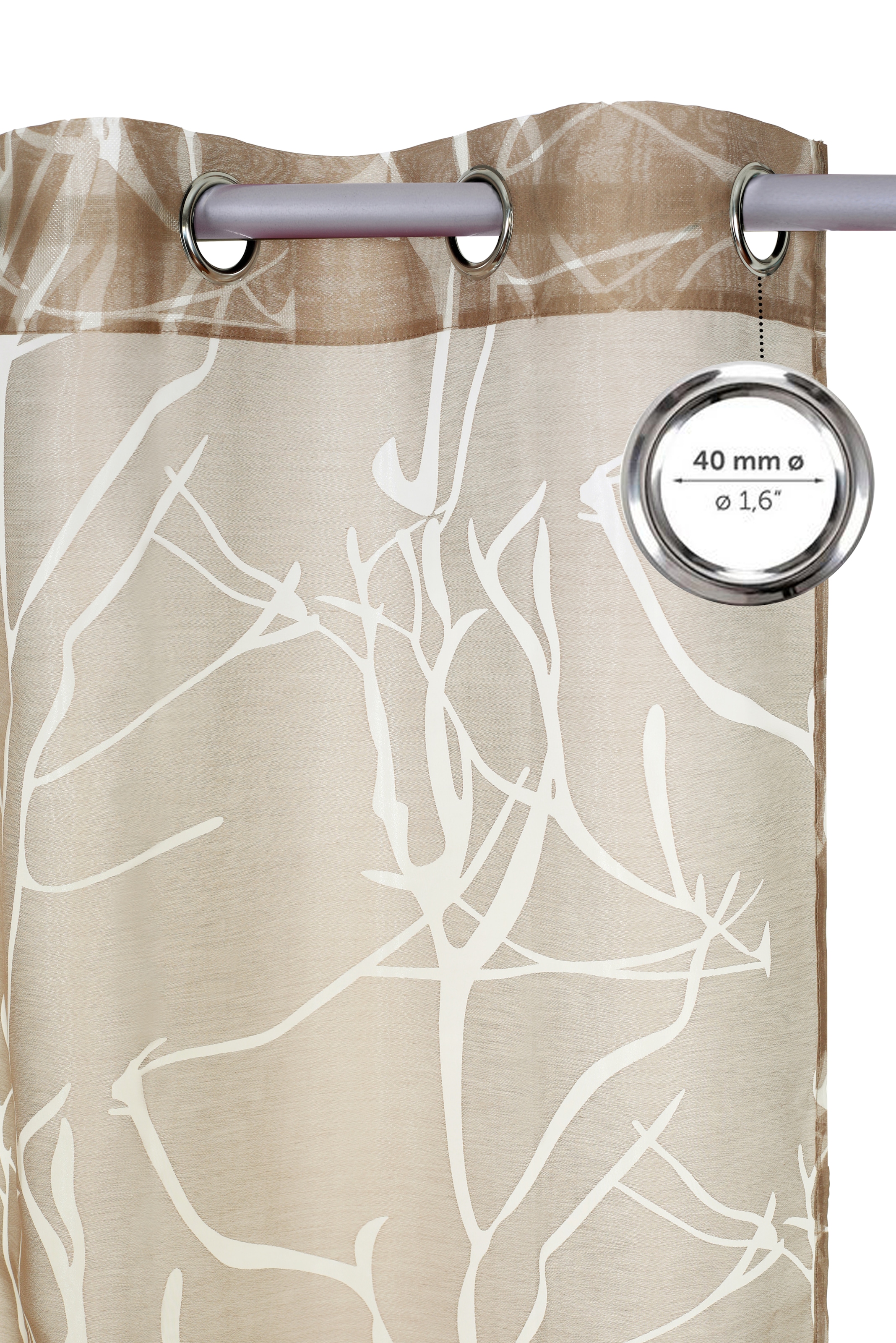 GOODproduct Gardine »Anna, 1 Stück, halbtransparent, Äste-Motiv« Ösen 1 Stk. tlg. Bestseller, Äste-Motiv, Viskose, Polyester