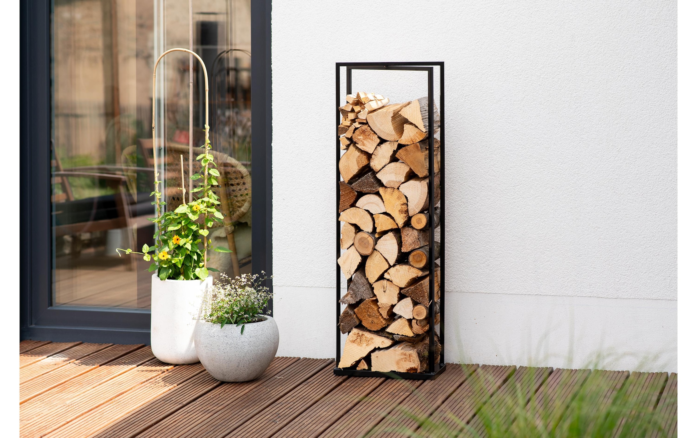 WESTMANN Étagère pour bois de cheminée »Xavier« noir, LxPxH : 40x20x120cm