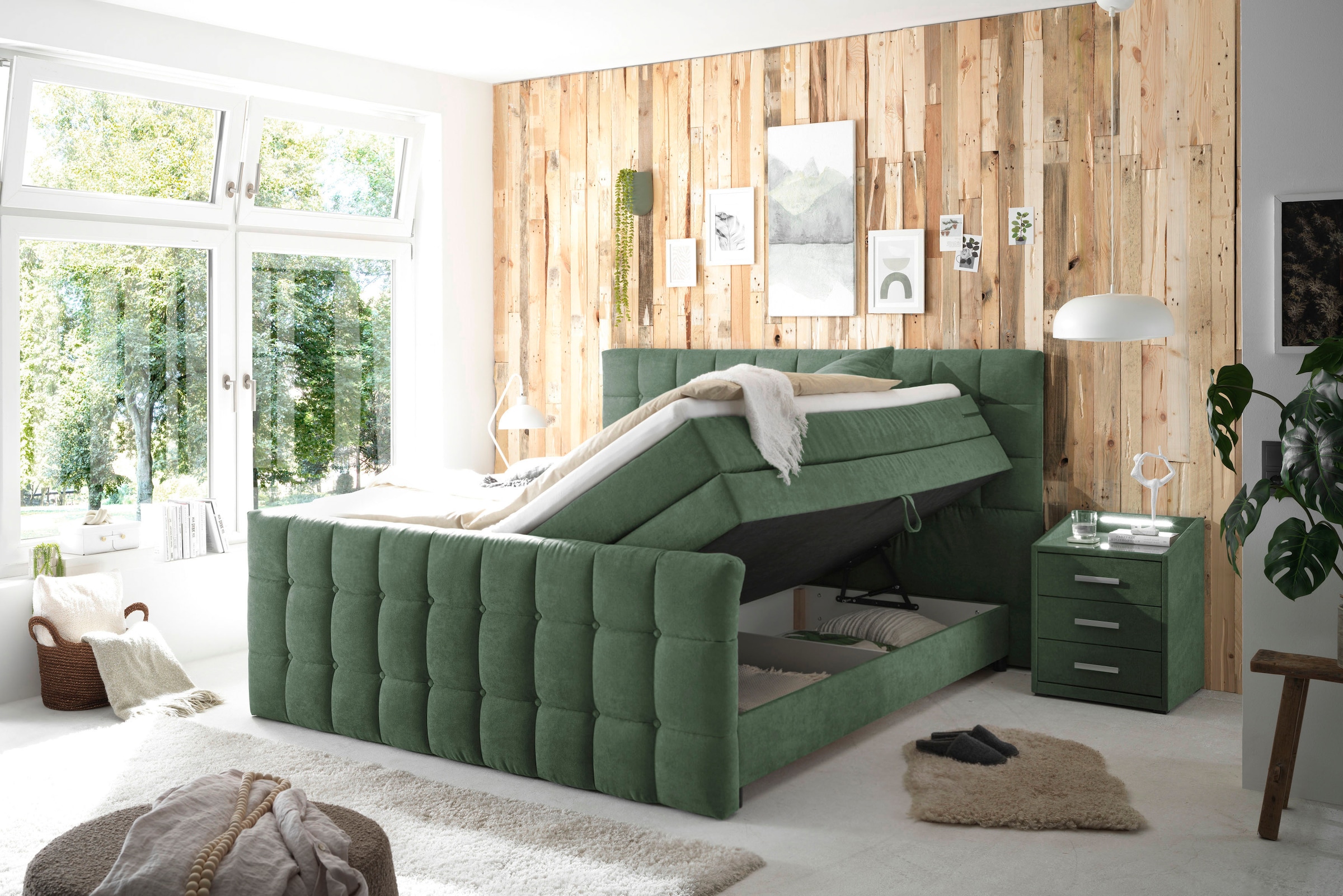 ED EXCITING DESIGN Lit boxspring »Mendoza« inkl. Bettkasten, erhältlich in den Breiten 160cm & 180cm