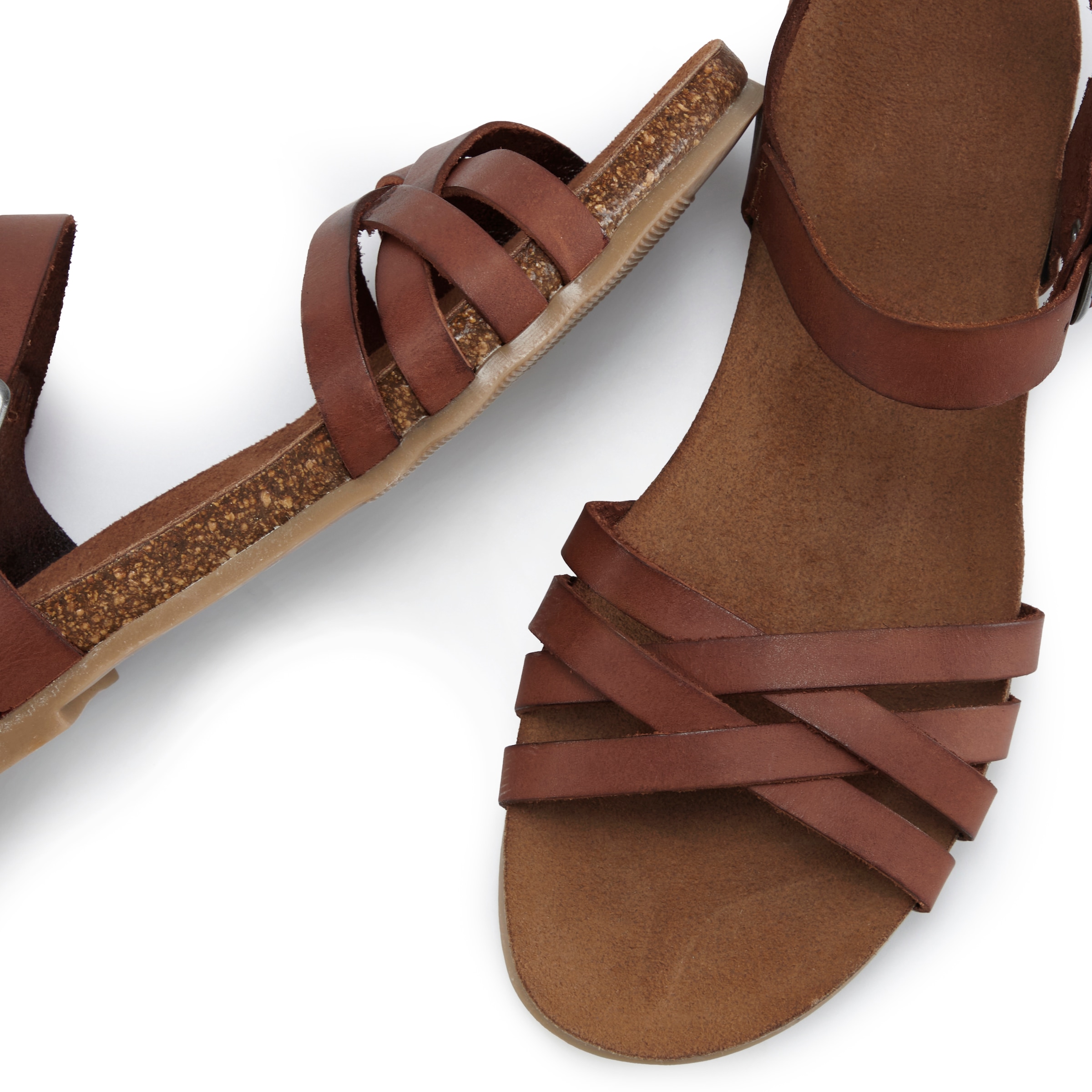LASCANA Sandale »Sandalette, Sommerschuh, offener Schuh,«  aus Leder mit Korkfussbett