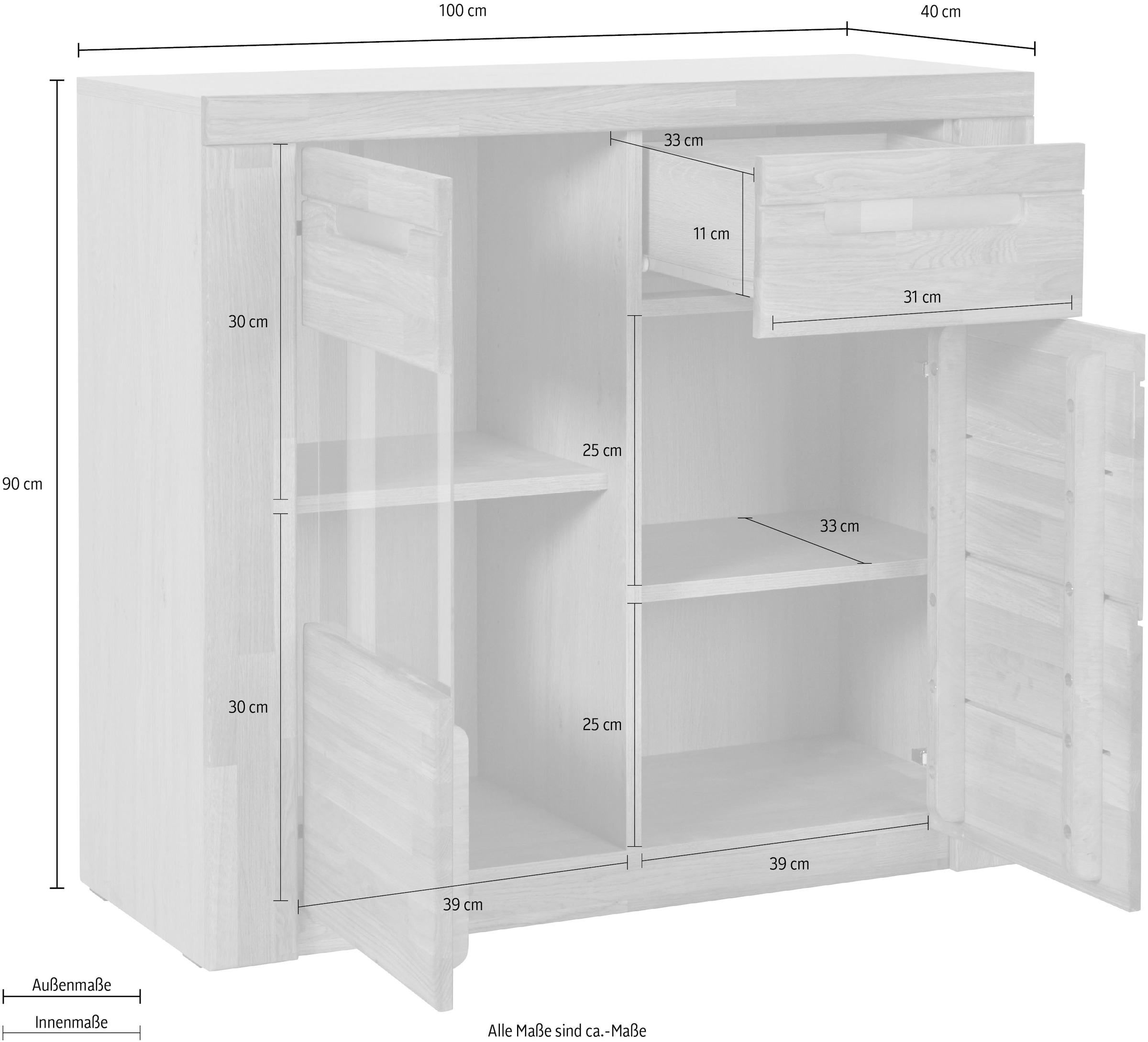Home affaire Commode »Kolding« teilmassiv