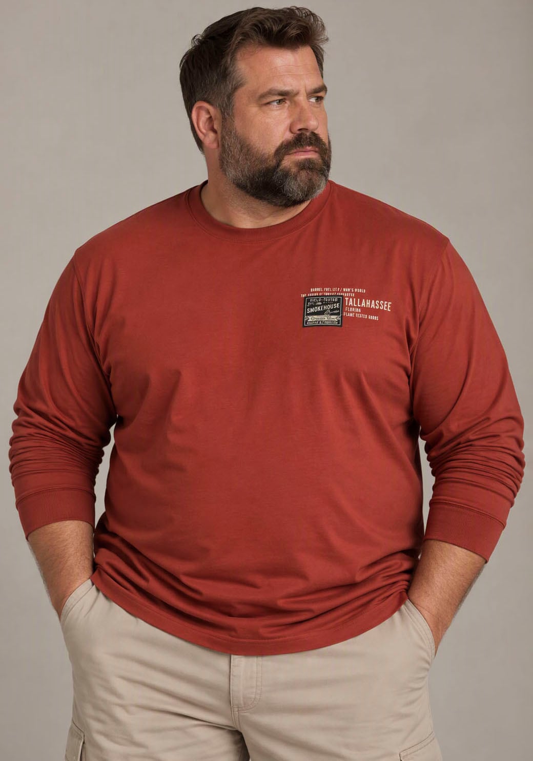 Man's World Plus Rundhalsshirt »auch in Grosse Grössen bis Gr. 7XL« Regular Fit, mit langem Arm, bedruckt, für Casualmode