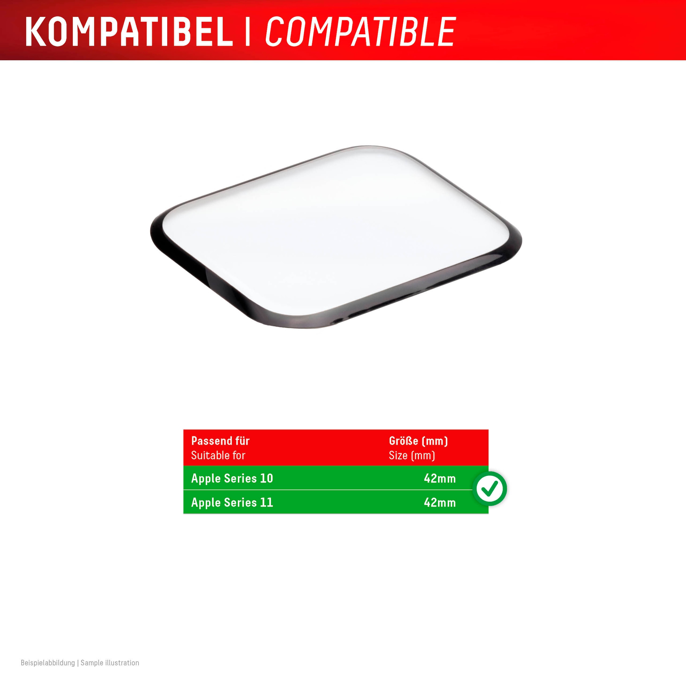 Displex Displayschutzglas »Smartwatch Glass Unbreakable Protector Full Cover« für Apple Watch Series 10 42 mm;Apple Watch Series 11 42 mm Packung, 2x Acrylglas Protector,  Displayschutzfolie, Schutzfolie, Bildschirmschutz, kratz- & stossfest