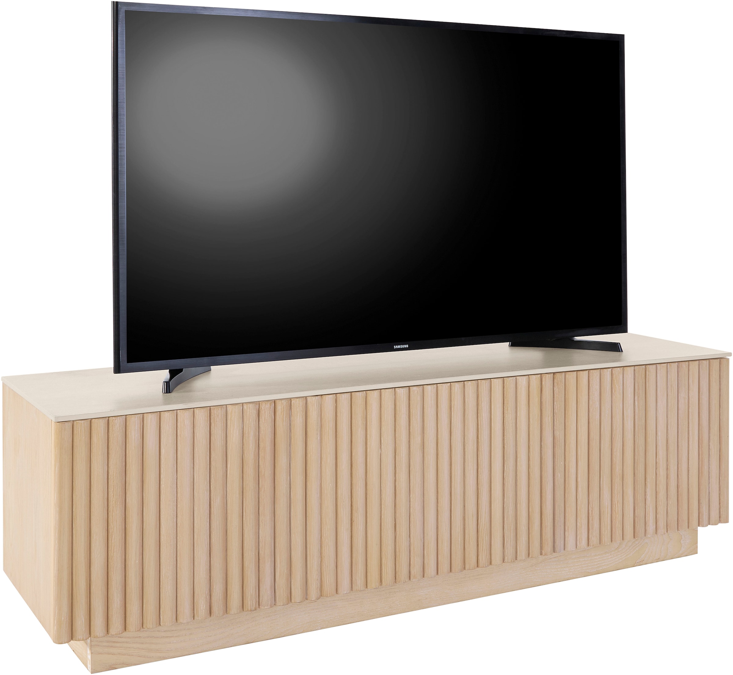 homsy by Ana Johnson Meuble TV »Solva« Holzoptik aus Esche, geriffelte Front, Keramikplatte, Breite 138 cm