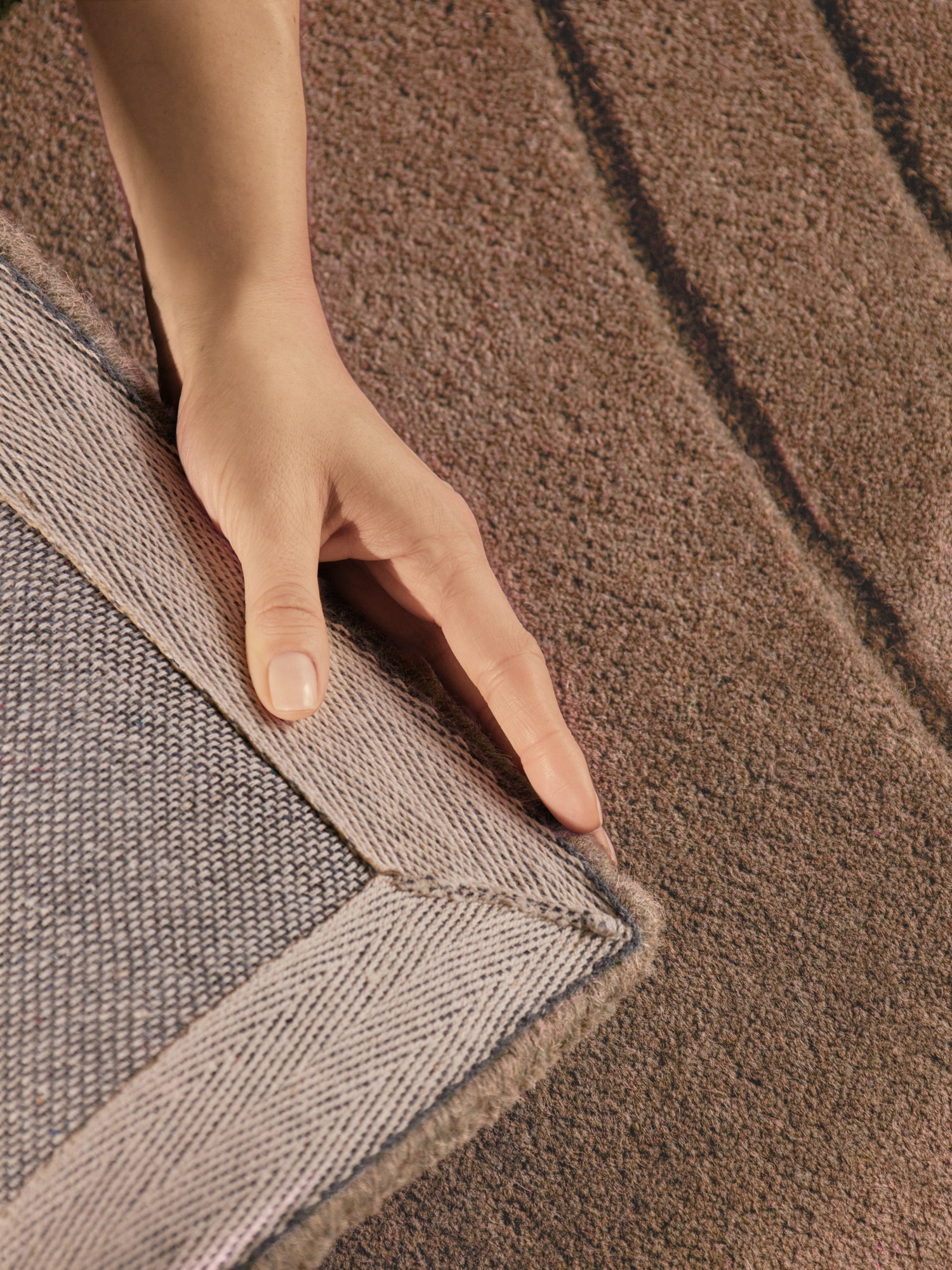 vikosa Tapis en laine »Arcura« Rond 15 mm Höhe Wolle Handgemacht, Hoch-Tief-Effekt, Geometrisches Linien Wellendesign
