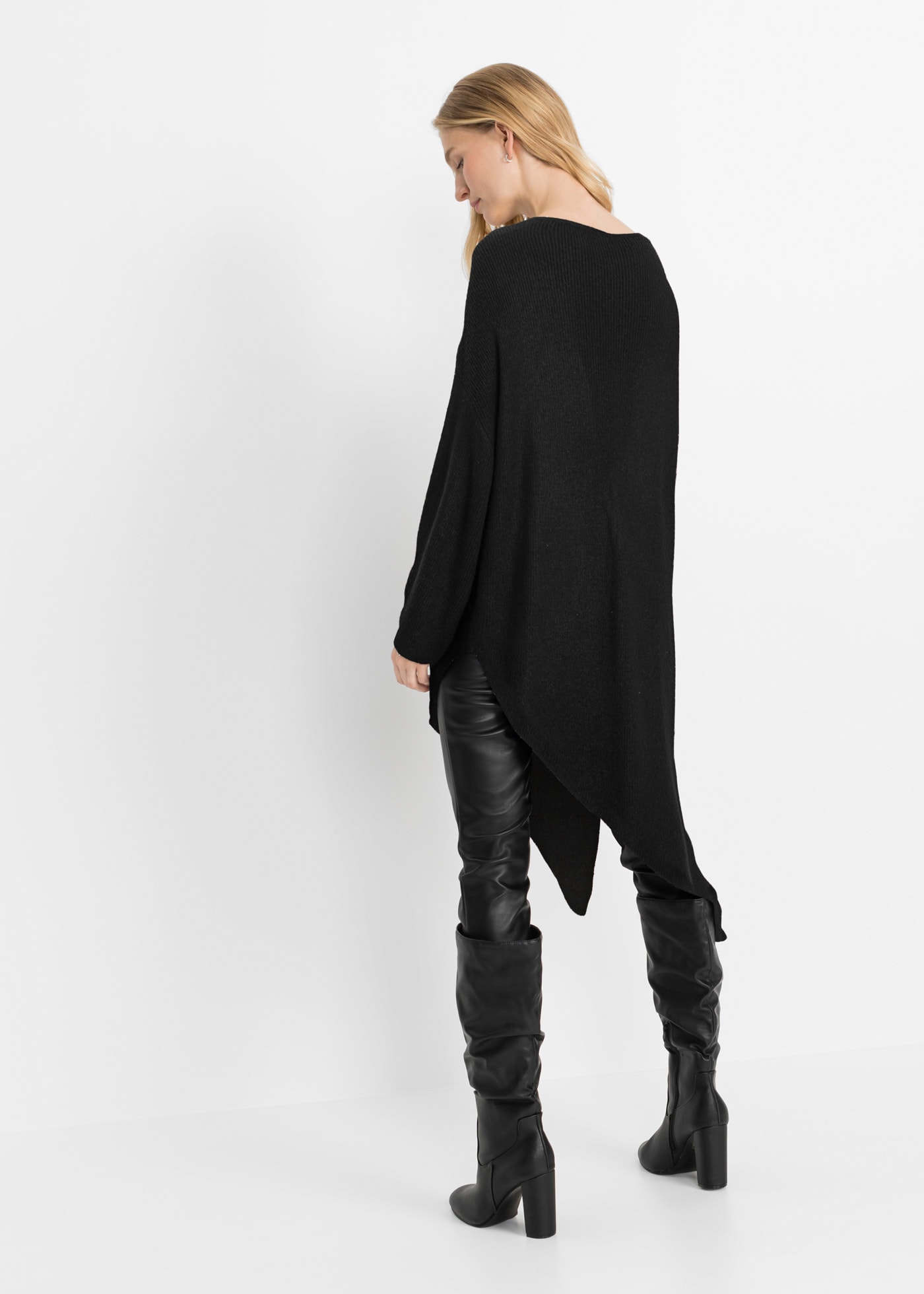 bonprix Pull long »Long-Pullover« Oversize Passform, asymmetrischer Saum, V-Ausschnitt